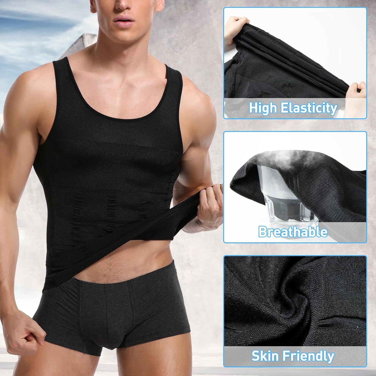 Mens Body Shaper Slimming Tummy Vest Compression Tank Top Faja camisa de hombre
