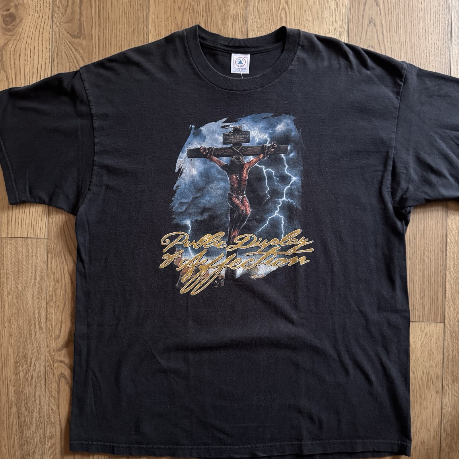 Vintage Living Epistles Public Display Jesus Black Mens XL Shirt USA Lightning