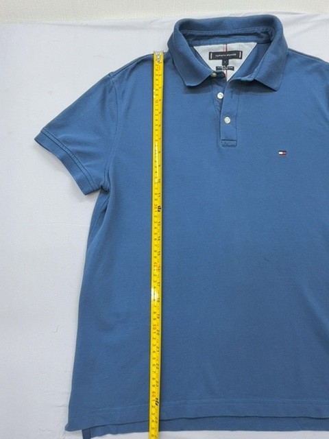 Tommy Hilfiger Polo Shirt Mens Blue Slim Fit Size L 1985