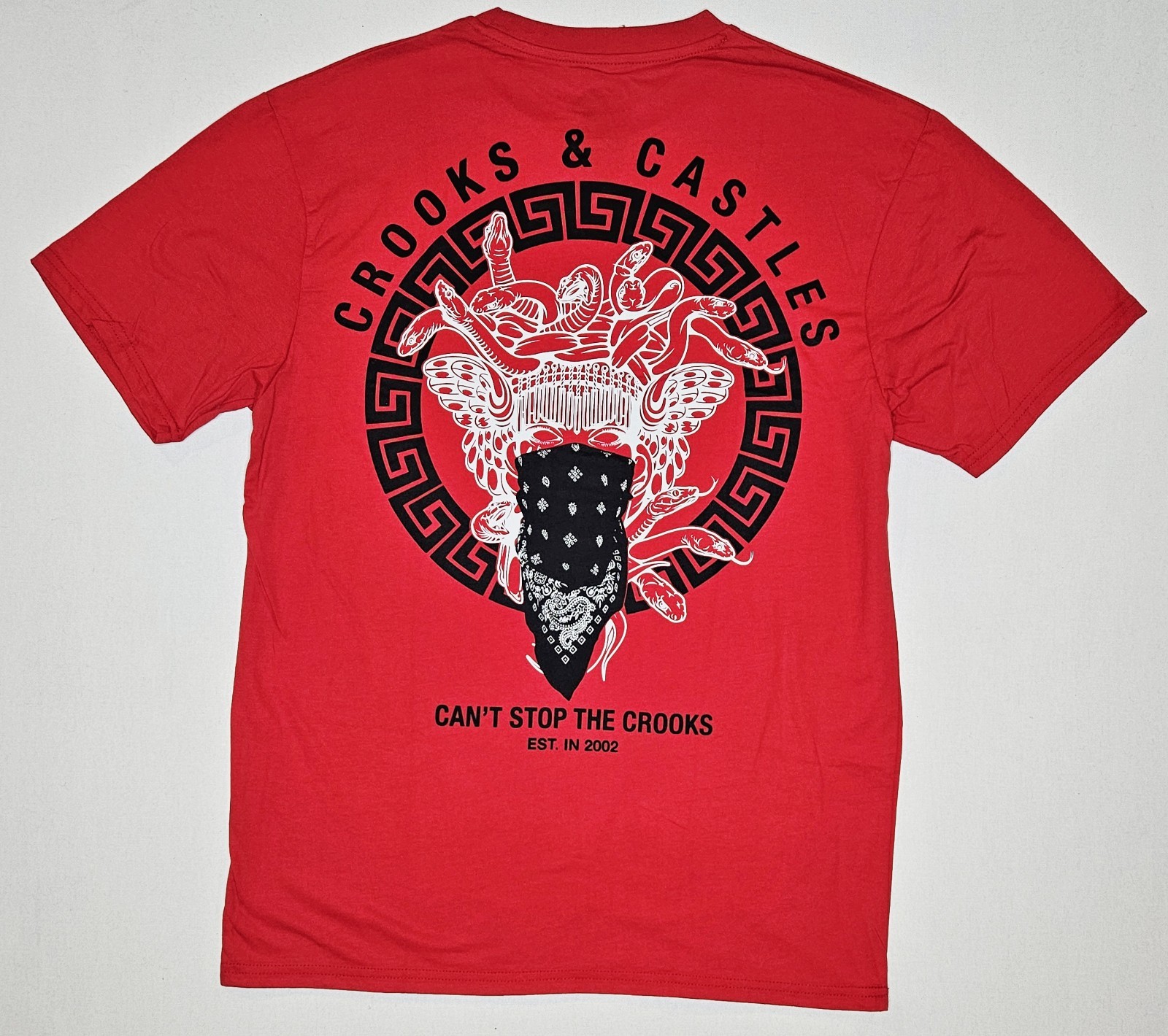 Crooks & Castles Men’s Medusa Can’t Stop The Crooks Graphic T-Shirt Red L