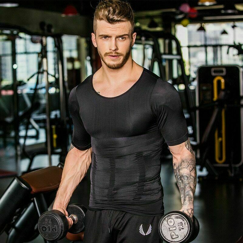 Men Slimming Body Shaper Posture Corrector Vest Abdomen Compression T-Shirt Tops