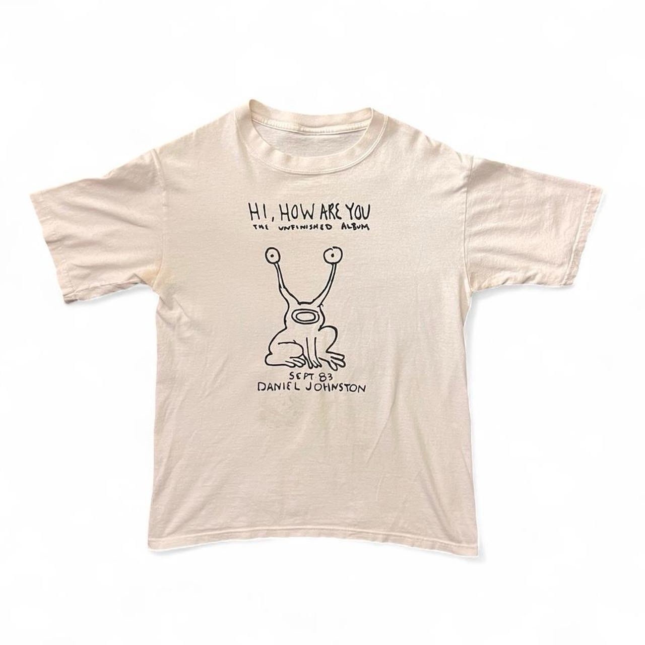 00s – RARE Daniel Johnston HI, HOW ARE YOU Double-sided white tee SIZE S