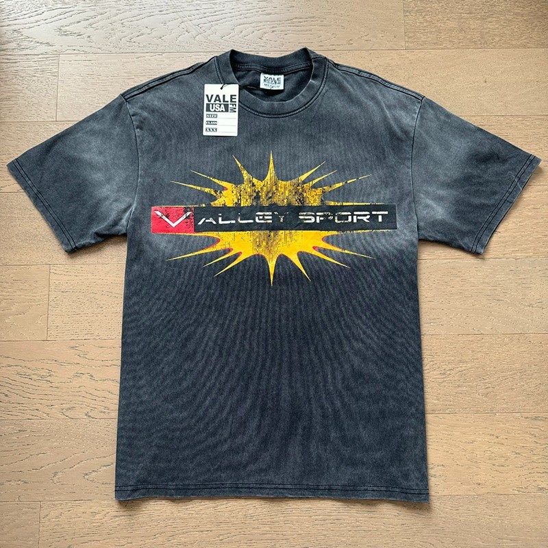 Vale Forever TEE Explosion yellow logo print Wash Style Mens T-shirt
