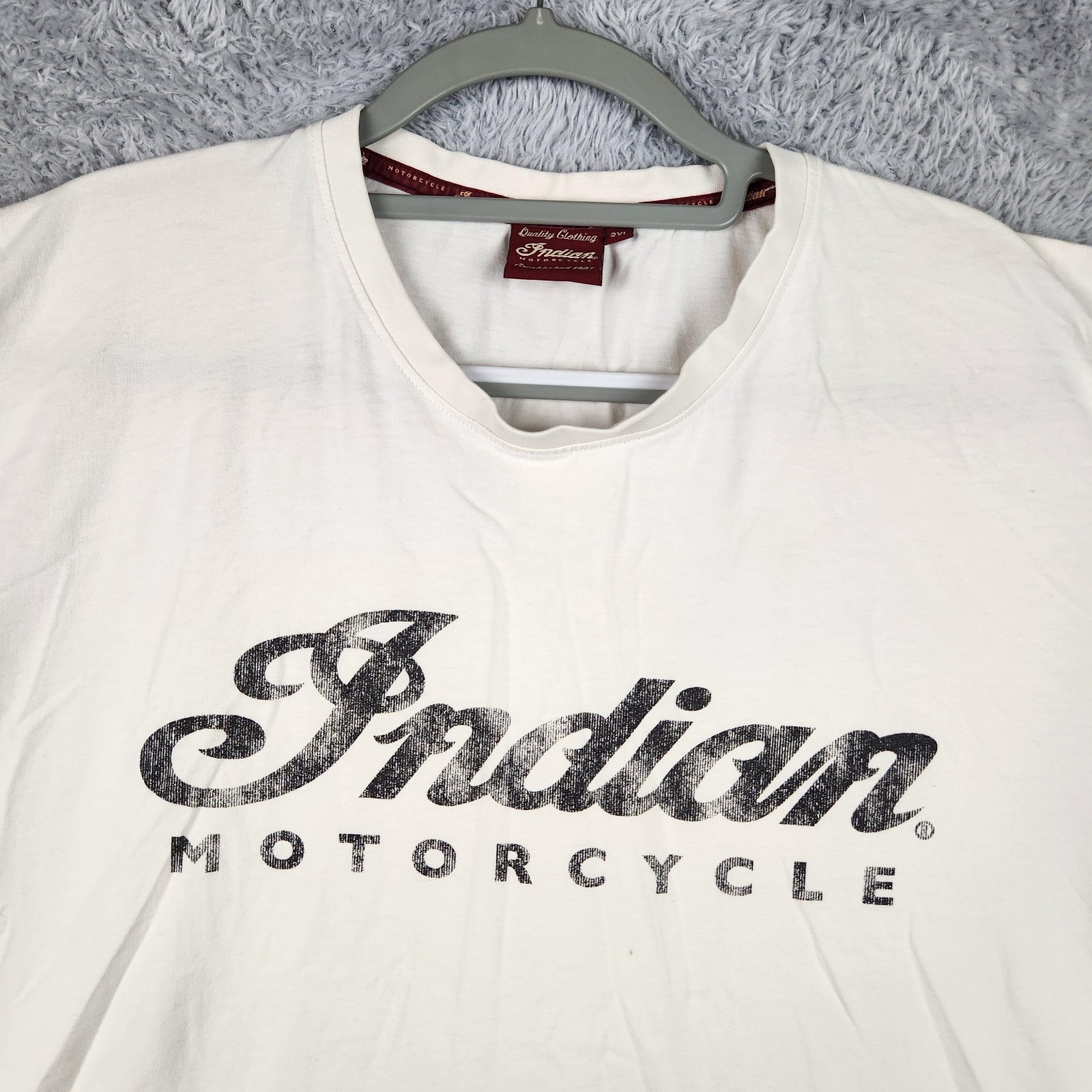 Indian Motorcycle Shirt Mens 2XL White Logo Graphic Pima Cotton Biker Tee Retro