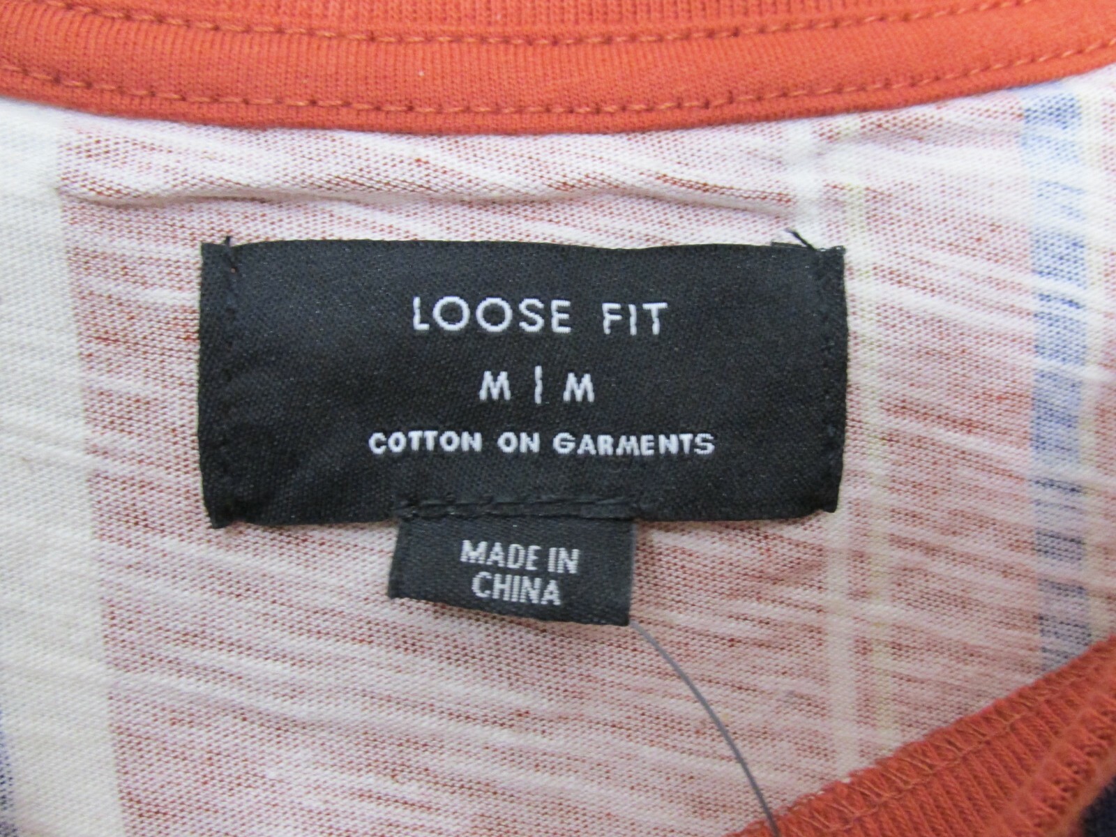 Men’s Cotton:On Vertical Striped T-Shirt Brooklyn New York Orange Size MED
