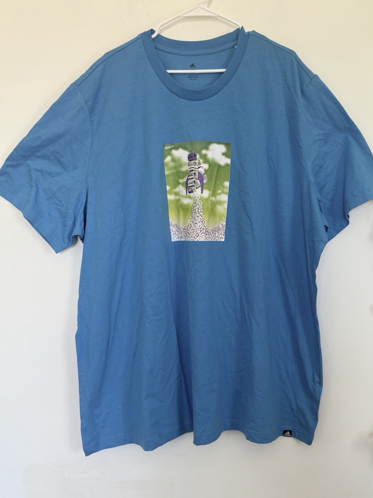 adidas Rocket Boost Blue Short Sleeve Crew Neck Graphic Print T Shirt Sz 4X NWT