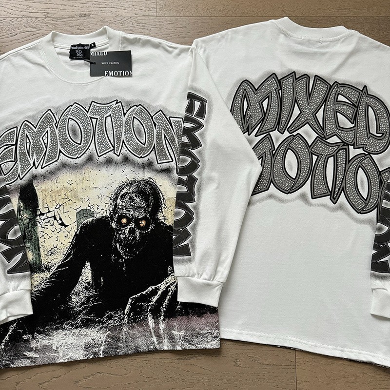 MIXED EMOTION Printed Direct-Print Long-Sleeved T-Shirt