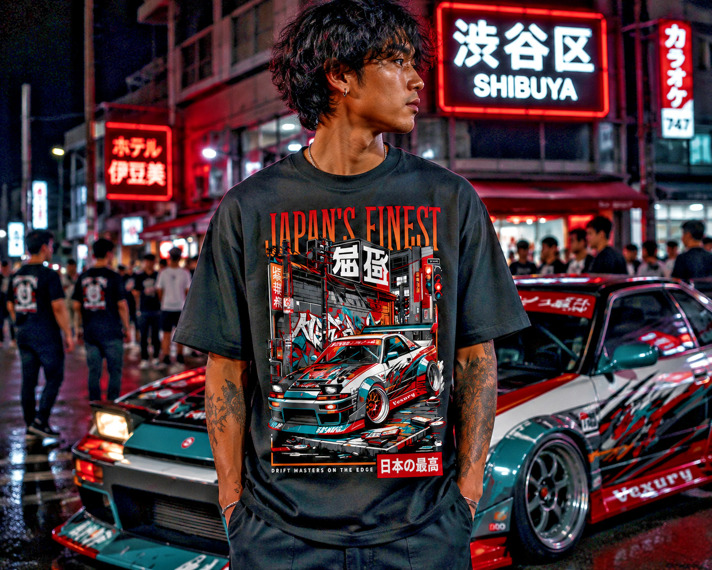 Japan’s Finest JDM Car T-Shirt Drift Masters Streetwear Tee Japan Racing Graphic