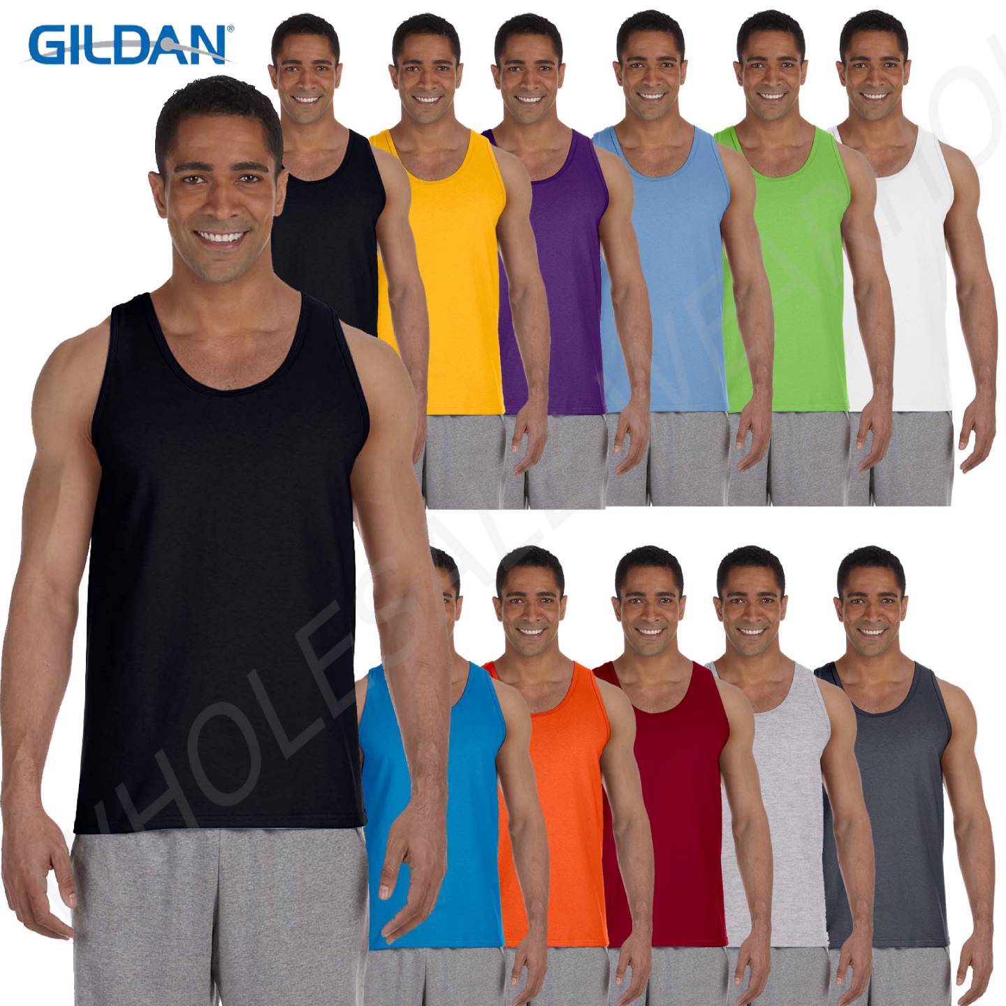 Gildan Mens Tank Top 100% Ultra Cotton Preshrunk 6 oz T-Shirt S-2XL G220