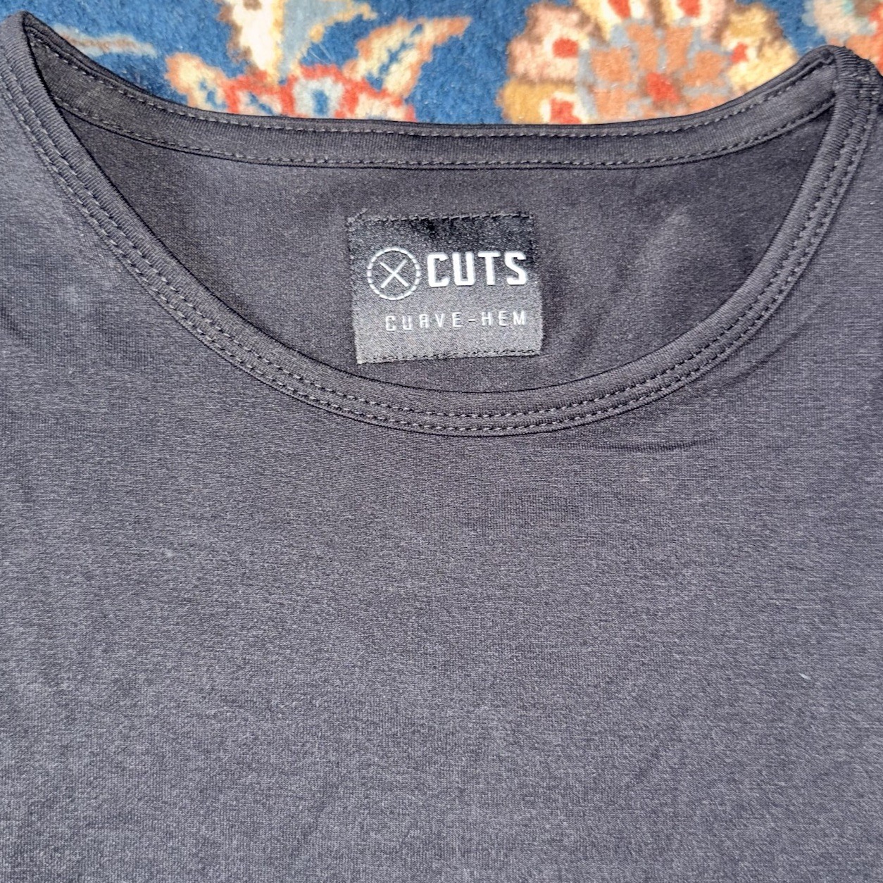 Cuts Shirt Curve Hem Pyca Pro Mens Medium Black Long Sleeve Crewneck Basic Top