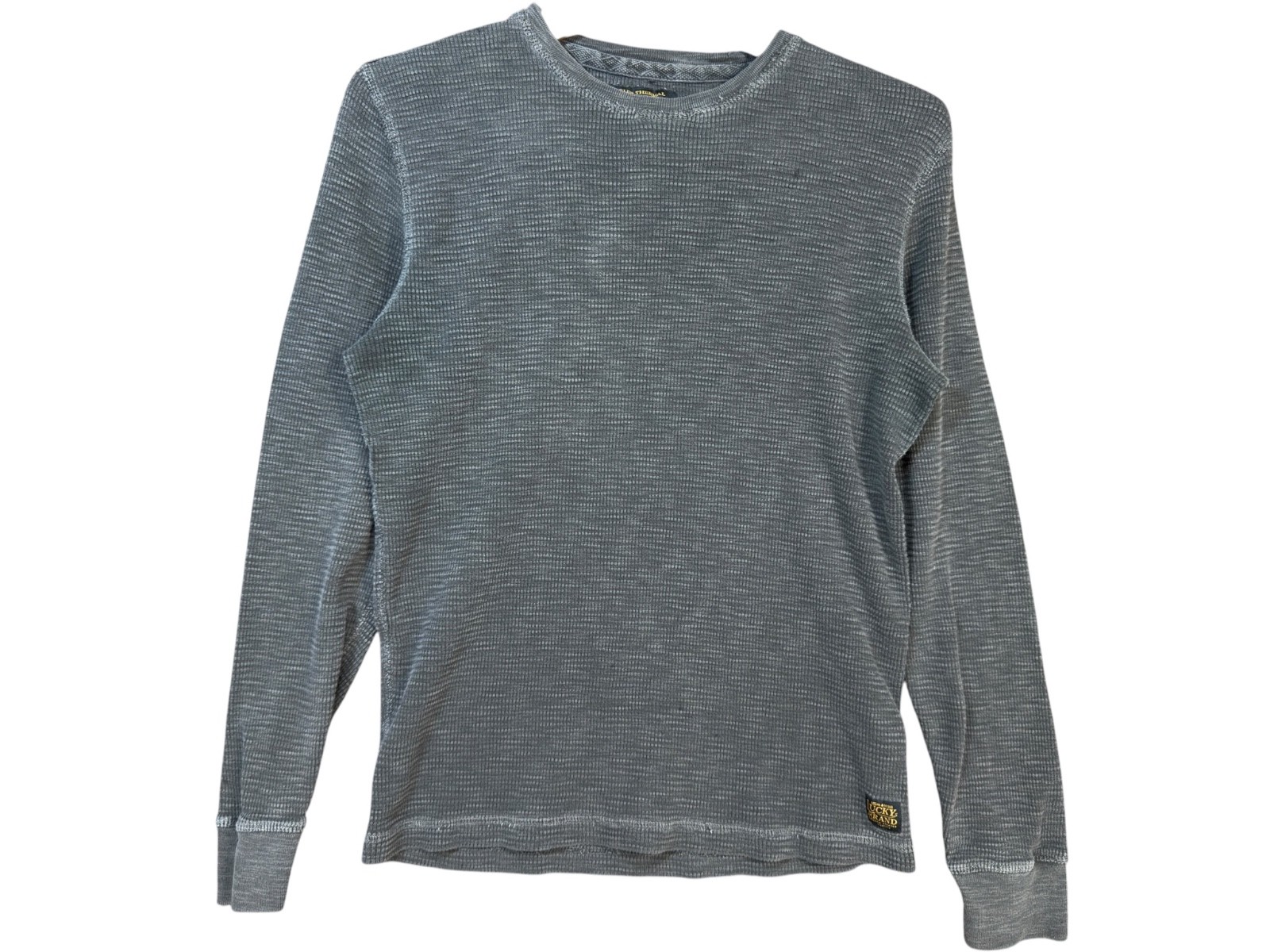 Lucky Brand Slub Thermal Shirt Mens M Gray Waffle Knit Long Sleeve Crewneck