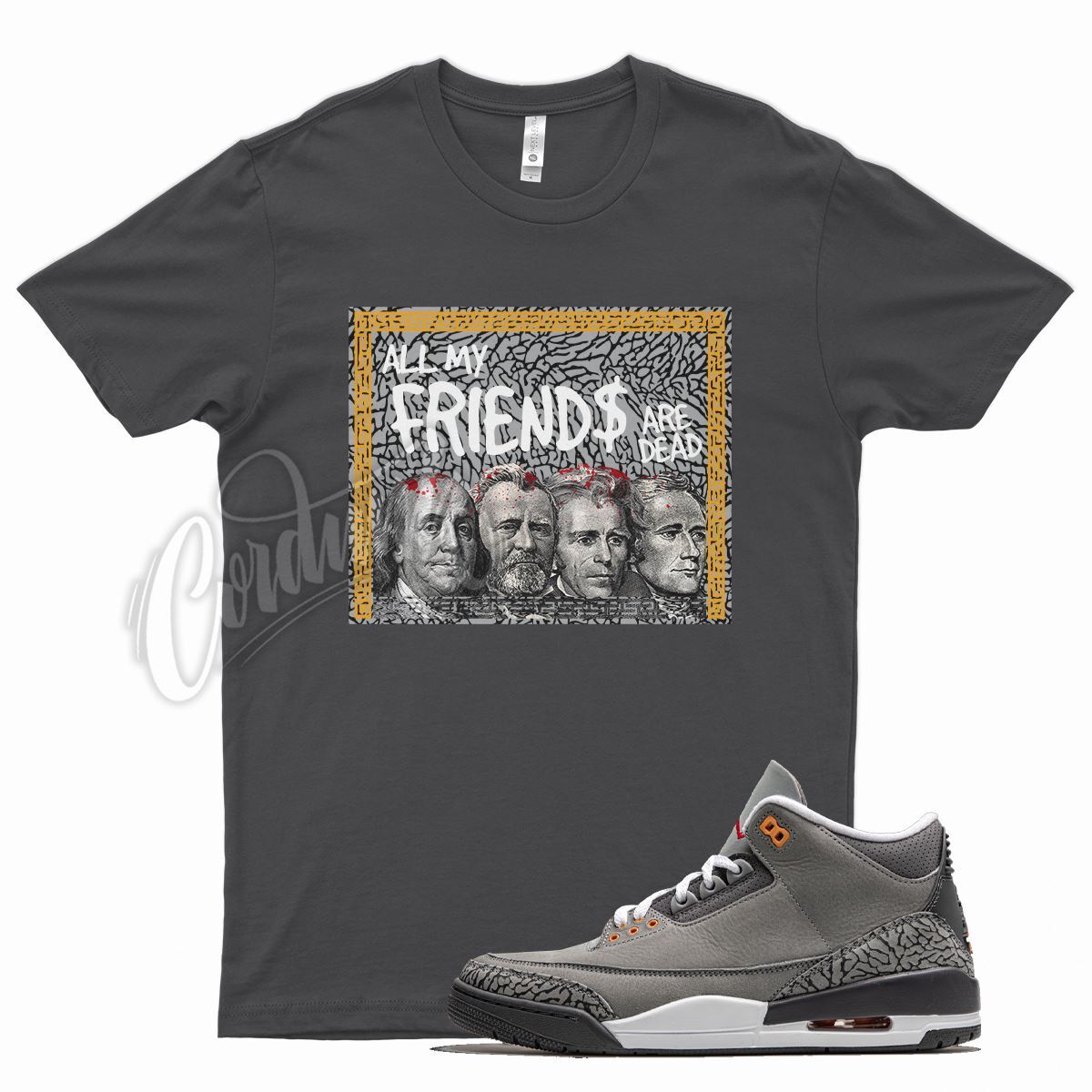 Cool Grey FRIENDS T Shirt for J1 3 Cool Grey Orange Peel Elephant Print
