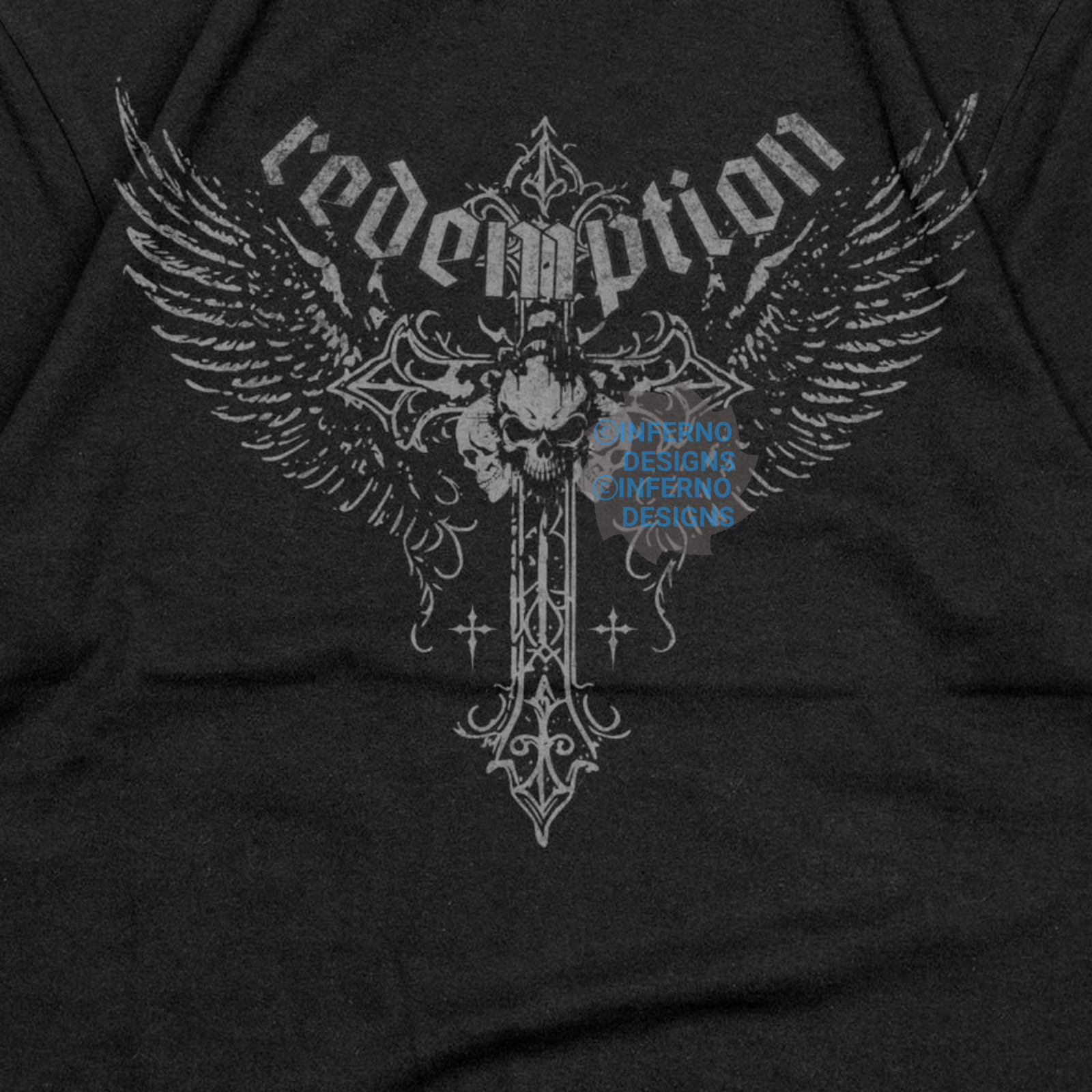 Y2K Grunge Skull Cross Tshirt, Gothic Cross, Alternative clothing, Wings Y2K Tee