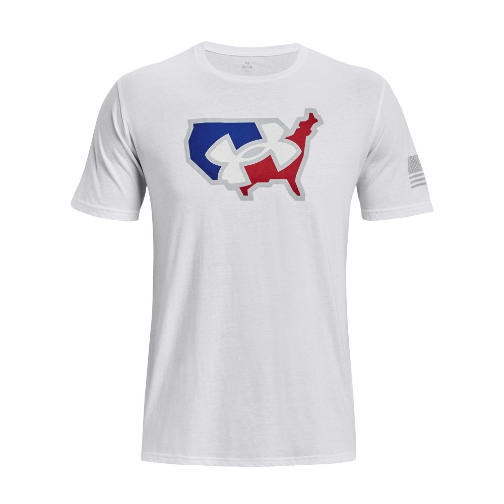 Under Armour 1379221 Men’s UA Freedom Big Flag Logo Lockup T-Shirt, White, Large