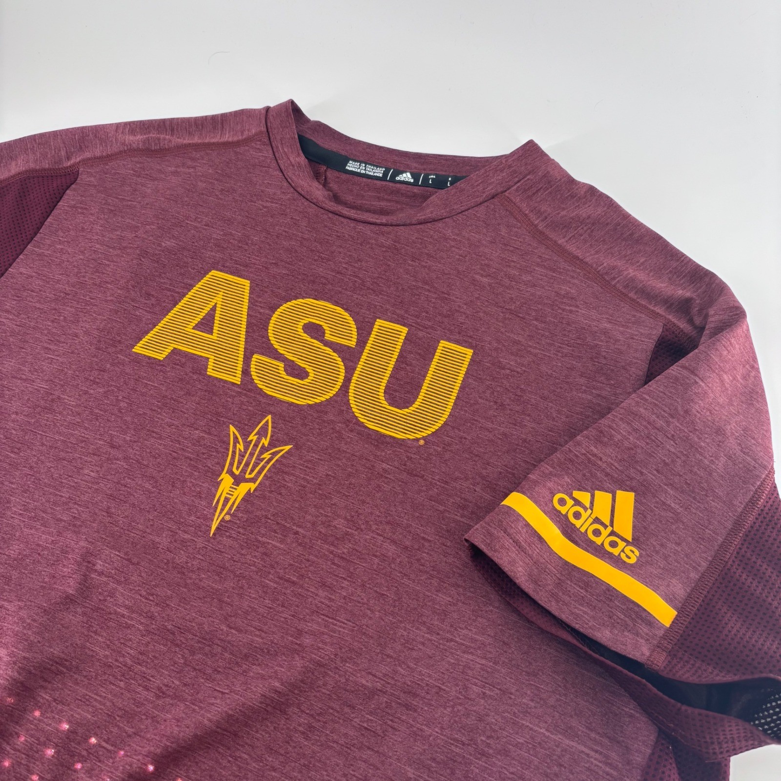 Adidas ASU T-Shirt Mens Large Maroon Short Sleeve Climalite Sun Devils NCAA Gear