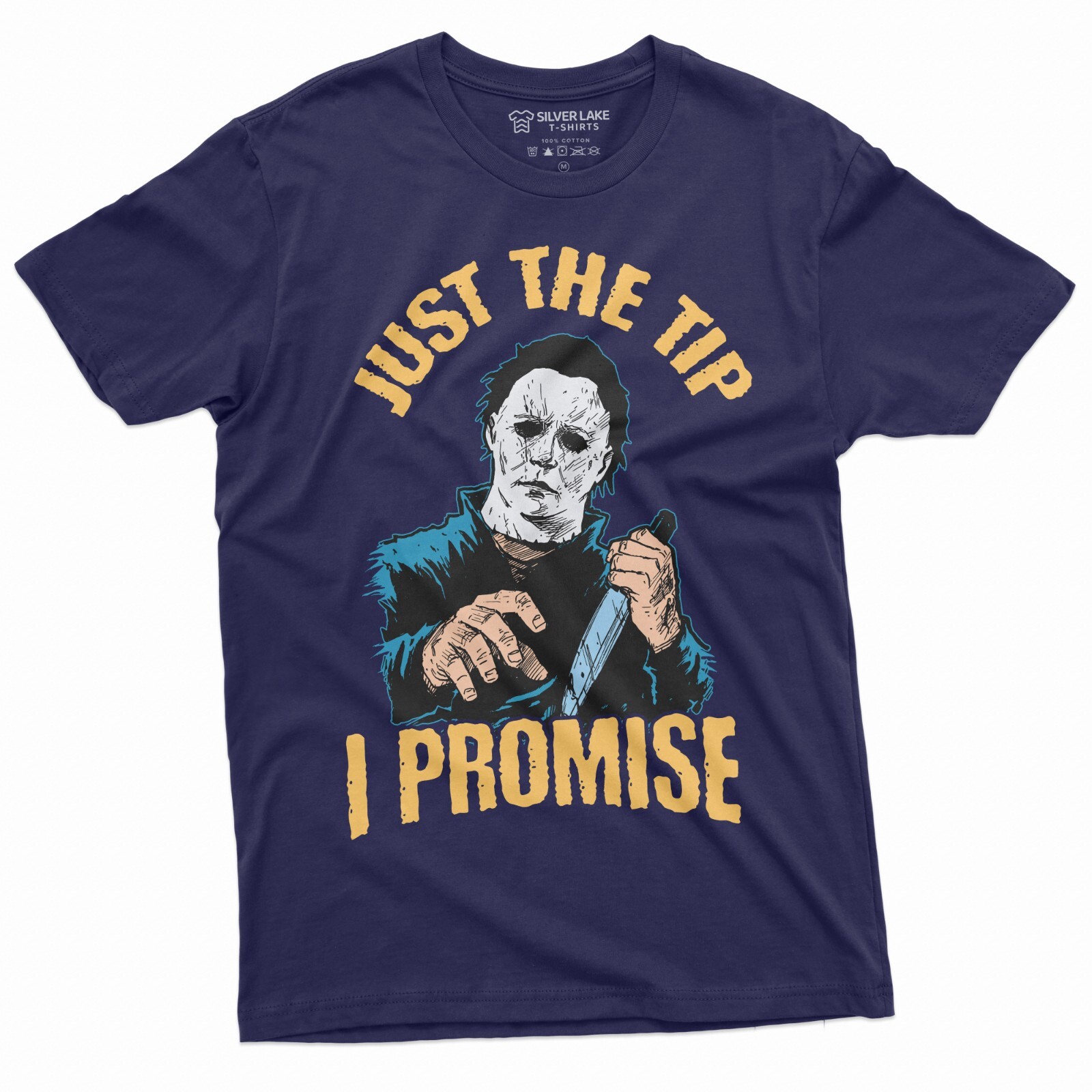 Horror Movie Halloween T-shirt Just the Tip I promise Knife Funny Cool Tee
