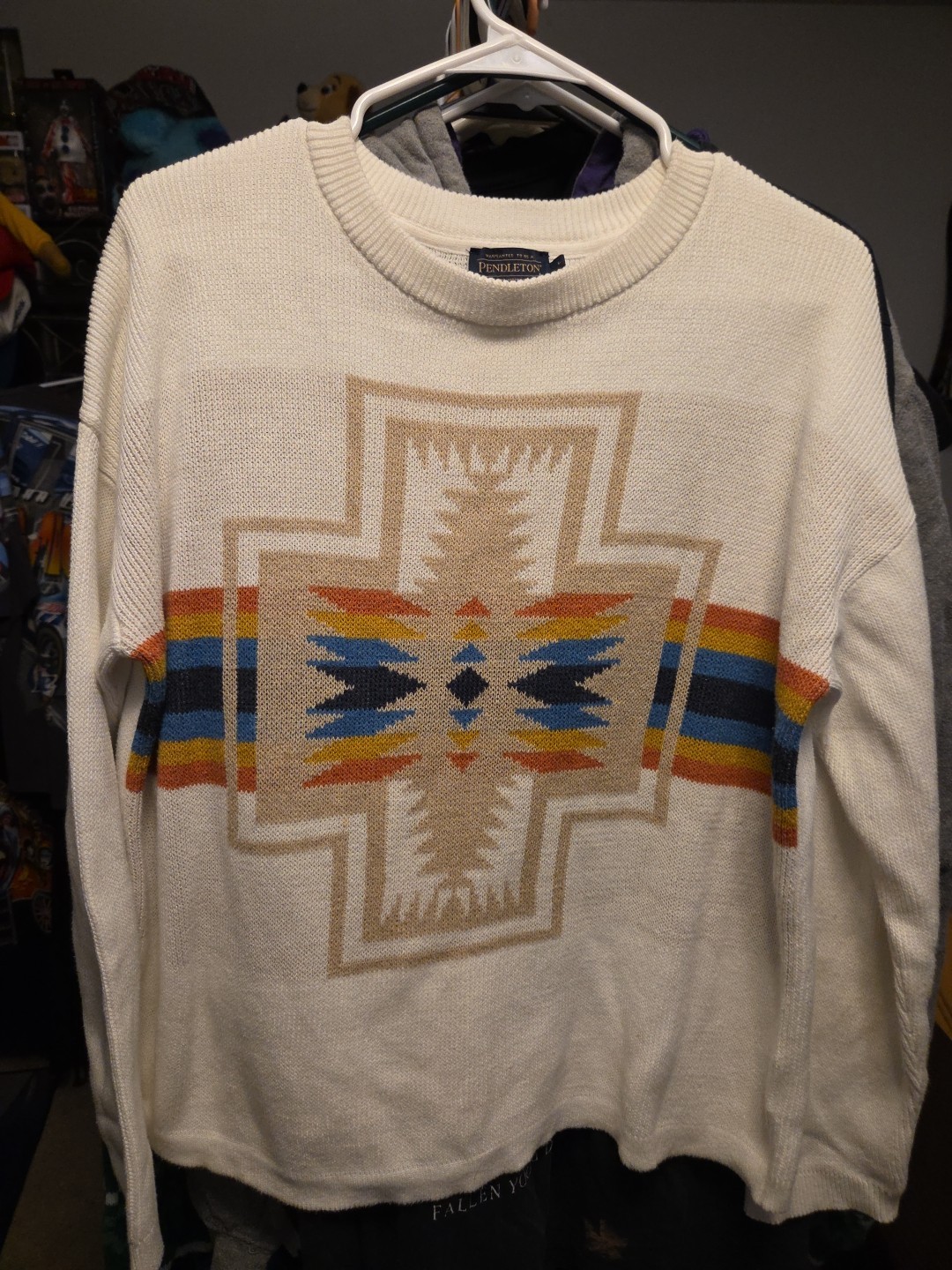 vintage pendleton wool Brand Aztec Style Single Stitch Crewneck Sweat Shirt