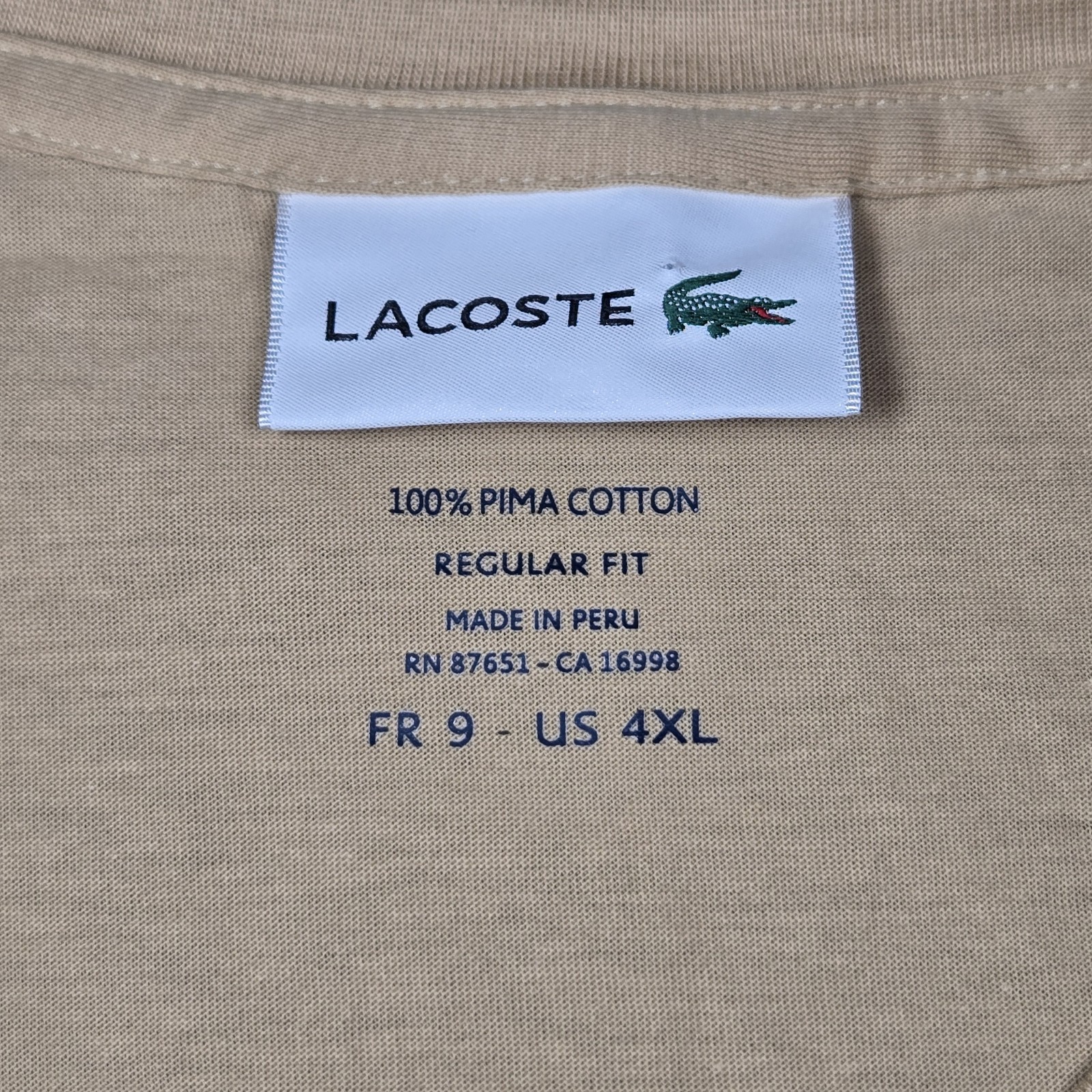 The Lacoste Men’s Lightweight Pima Cotton V-Neck T-Shirt FR 9-4XL Beige