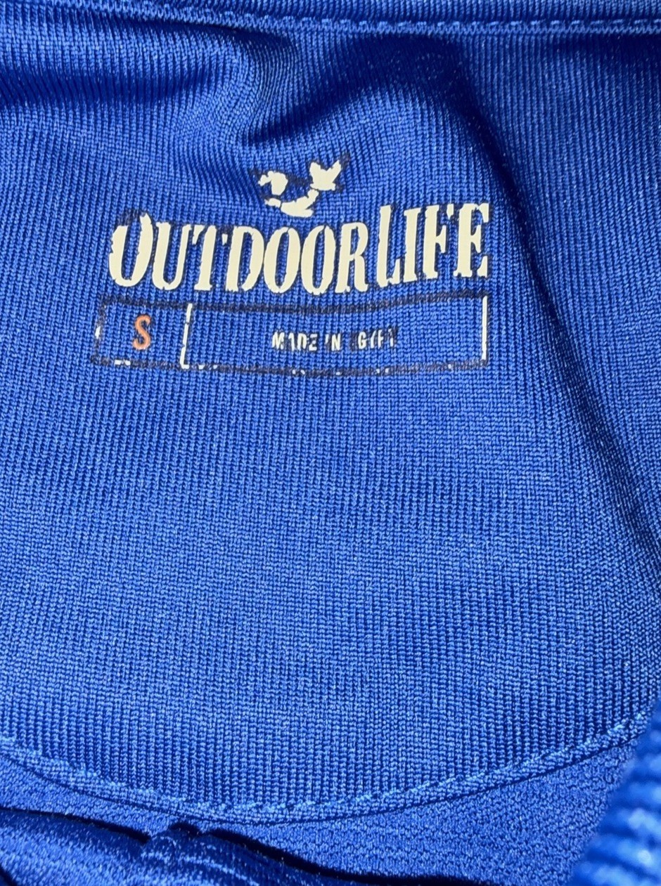 Men’s Ribbed Collar Long Sleeve Outdoor Life Small Blue T Shirt