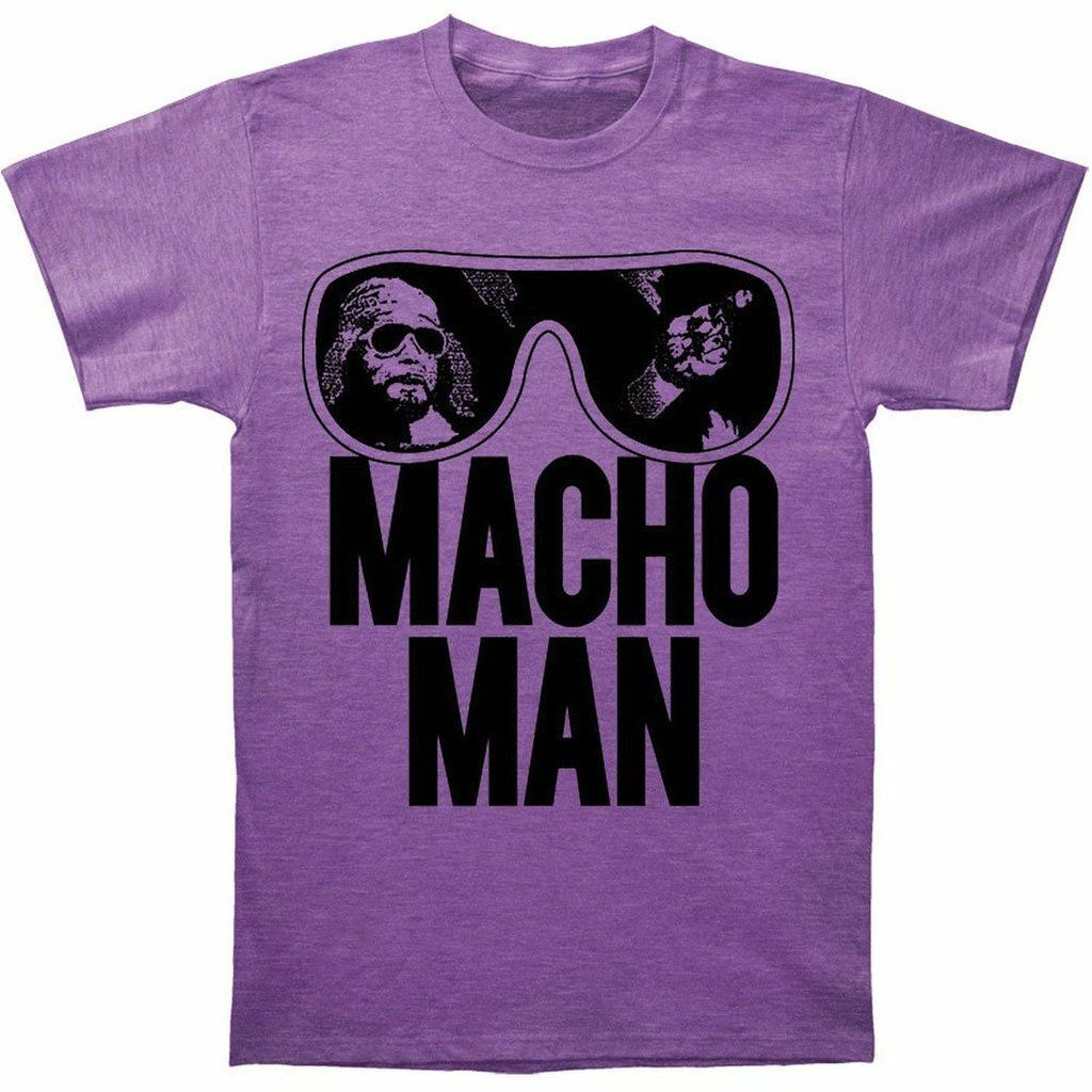 Adult WWE World Wrestling Entertainment Old School Macho Man Purple T-shirt Tee