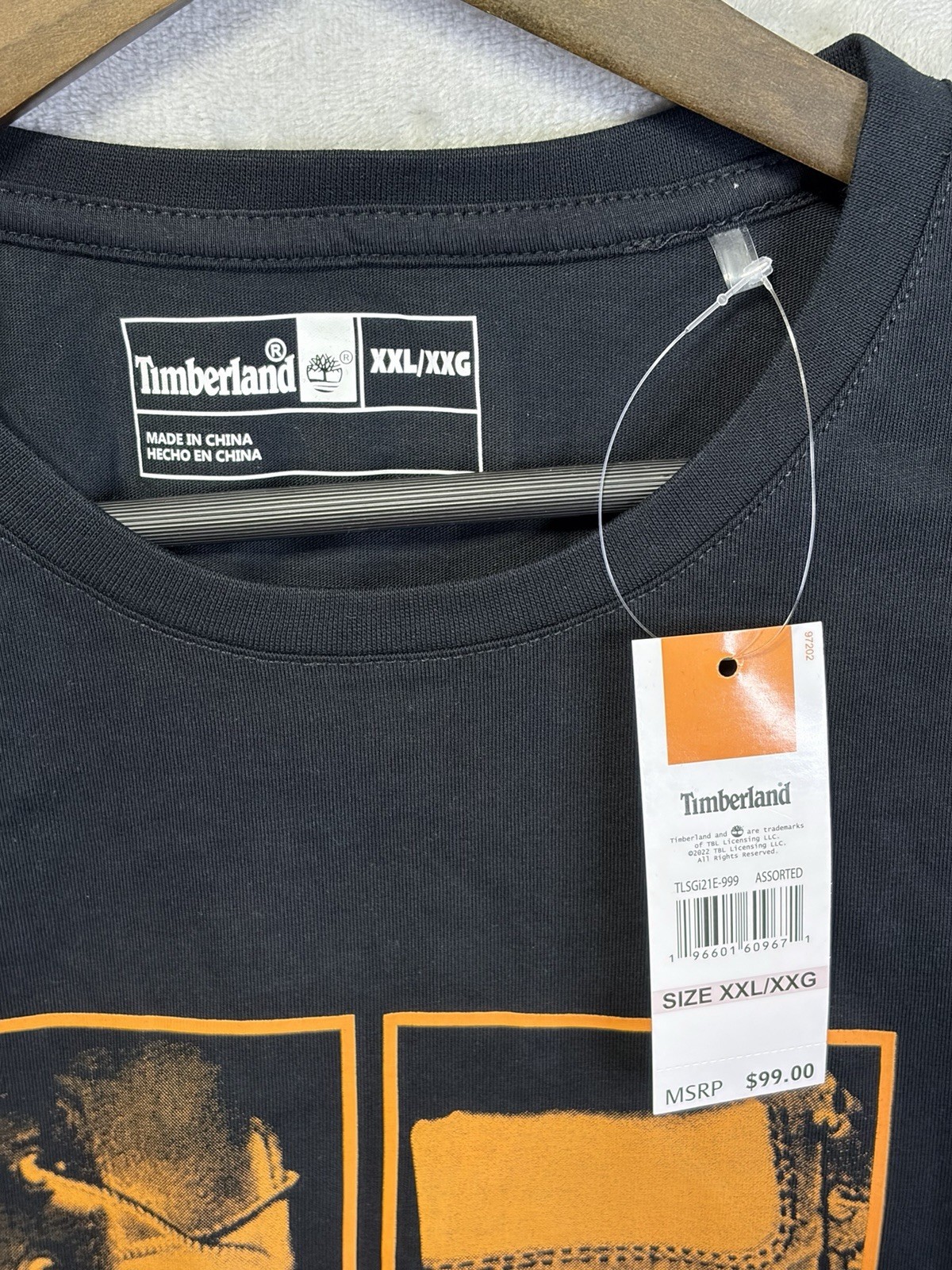 Timberland The Original #10061 Graphic Tee Shirt XXL Black Orange Boot Logo NWT