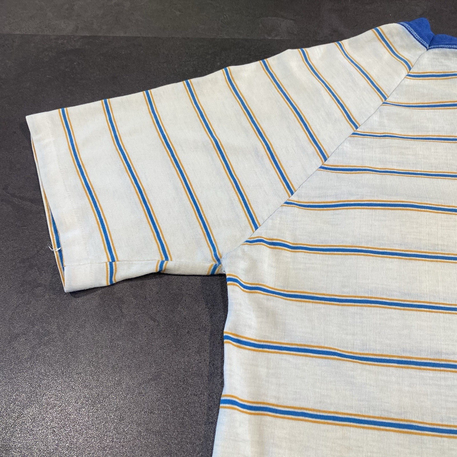 Vintage 60s 70s Montgomery Ward Striped T Shirt XL Distressed Worn Faded Surf