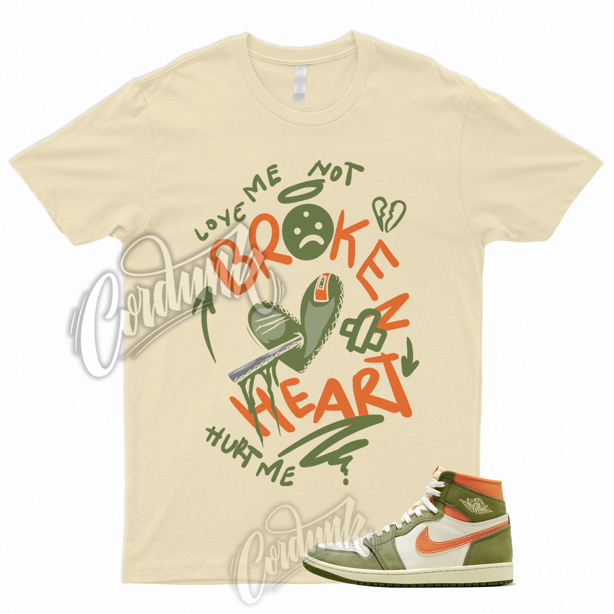 BROKEN T Shirt for 1 High Celadon Sky J Light Olive Bright Mandarin Coconut Milk