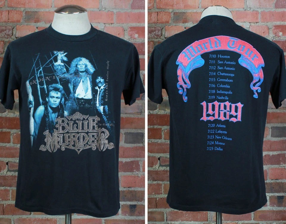 Vintage 1989 Blue Murder Concert T Shirt World Tour Black