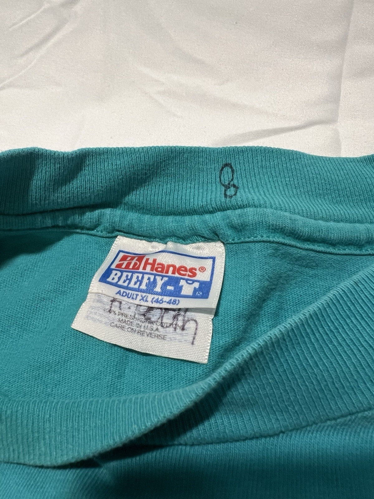 Distressed VTG 90s Single Stitch Made In USA Elk Rapids MI Fish T Shirt Teal XL