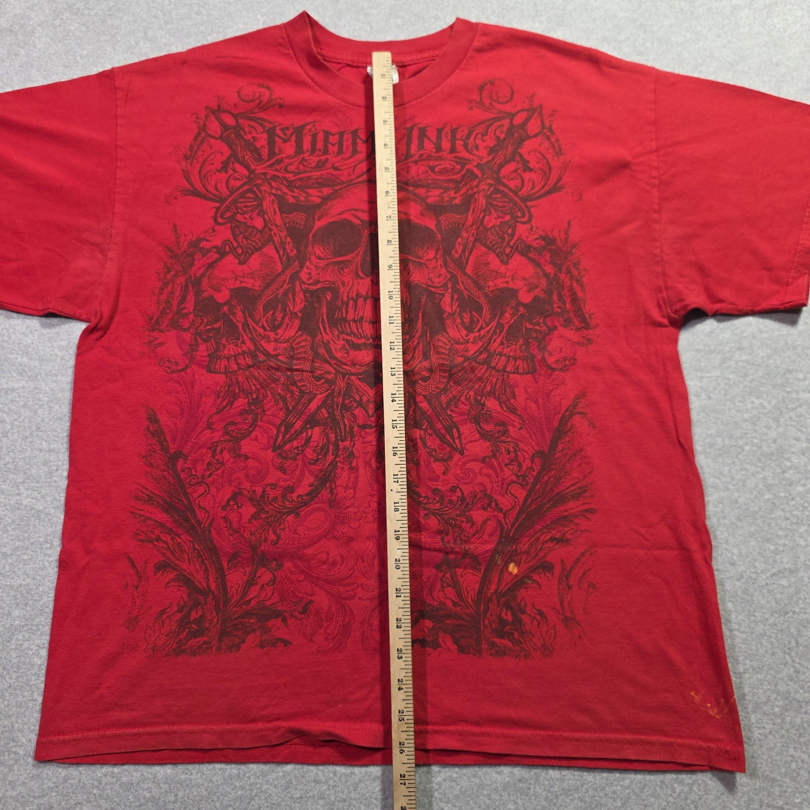 Alstyle Filthy Ink Skull Shirt Mens XL Red Gothic Tattoo Crossed Swords Graphic