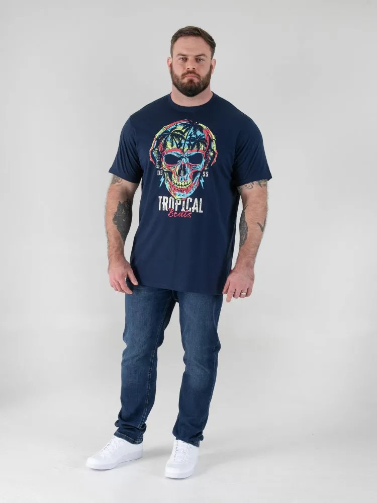 D555 Duke Tall Mens Skull Printed T-Shirt Longer Length LT 1XT 2XLT 3XLT 601909