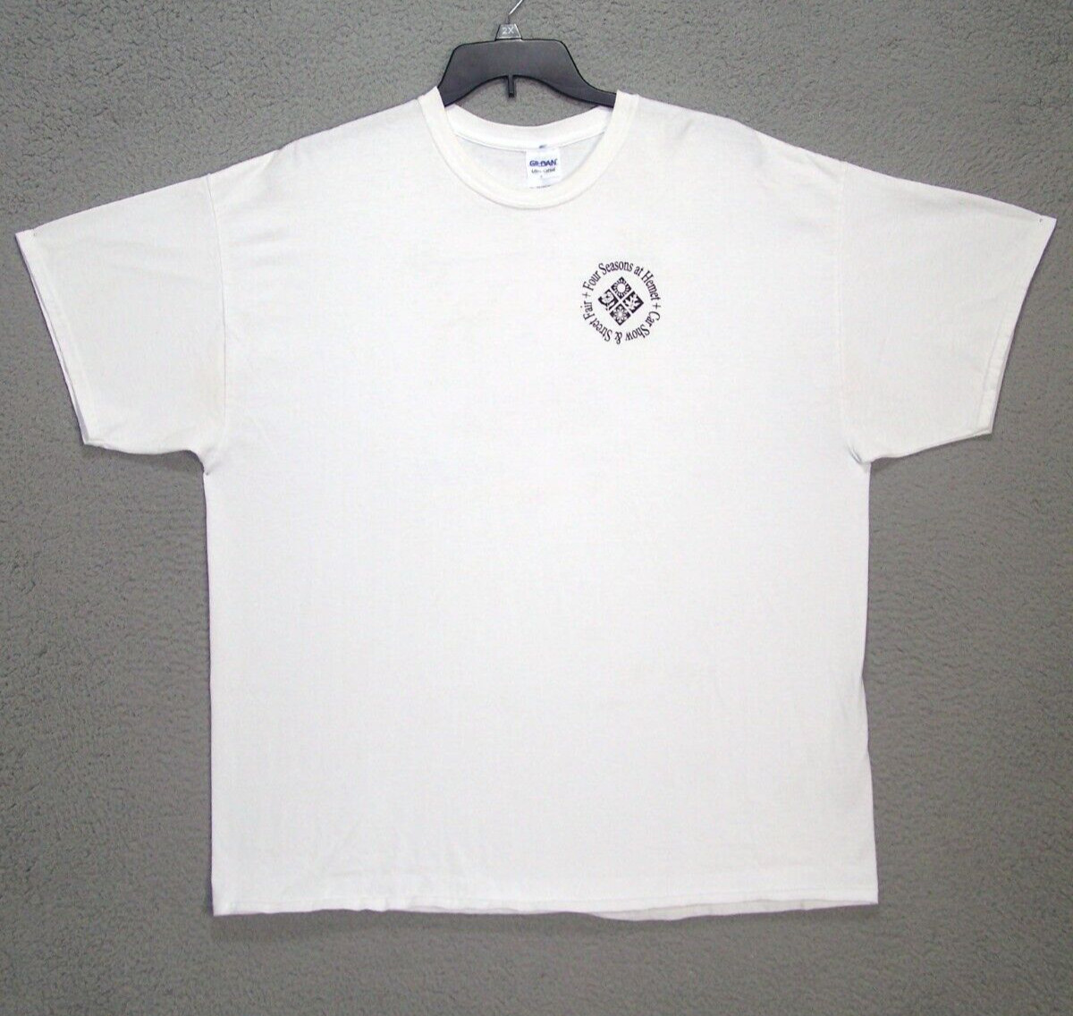Four Seasons Shirt Adult 2XL XXL White Graphic Hemet Car Show Short Sleeve Mens