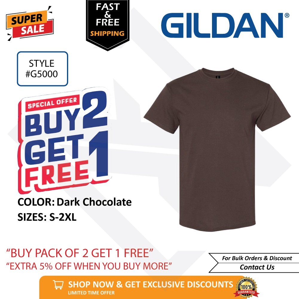 Gildan G500 Heavy Cotton Unisex T-Shirt Blank Tee S-2XL Buy 2 Get 1 FREE!