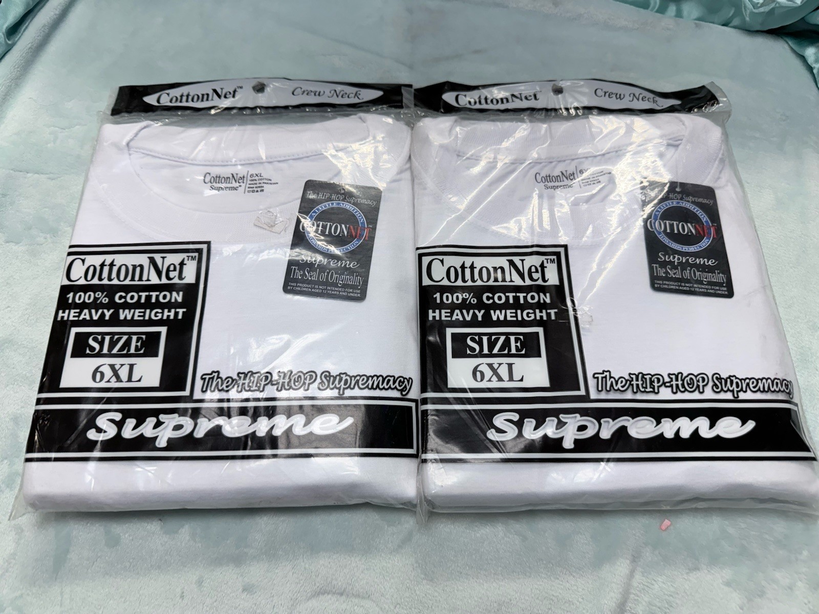 CottonNet Supreme T-Shirt Round Neck Short Sleeve Size 6XL Shirt White 2 pack