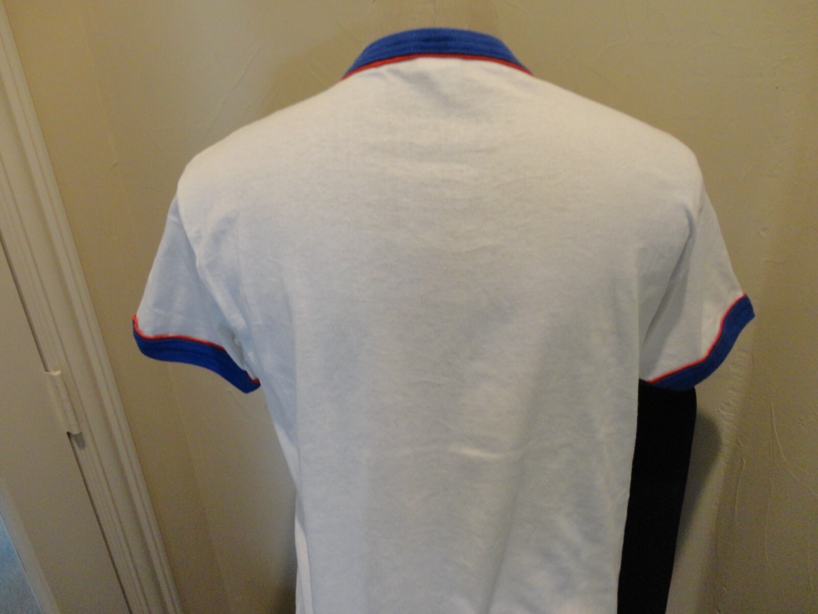Vintage White Red Blue JC Soccer RINGER Jersey Shirt Adult M 50-50 USA Rare