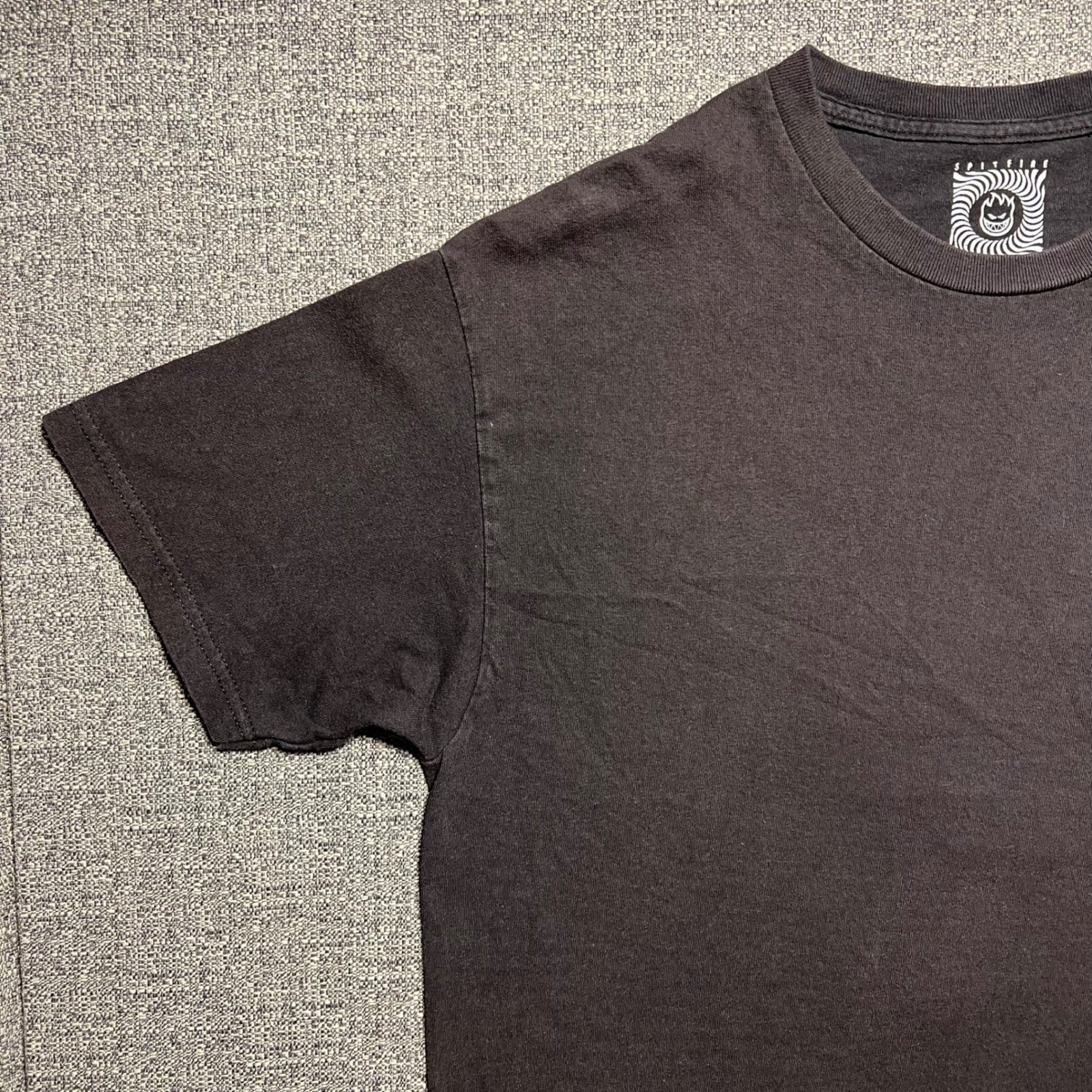 Spitfire Wheels T Shirt Black Cotton Bighead 3D Swirl Skateboard Logo Mens Large