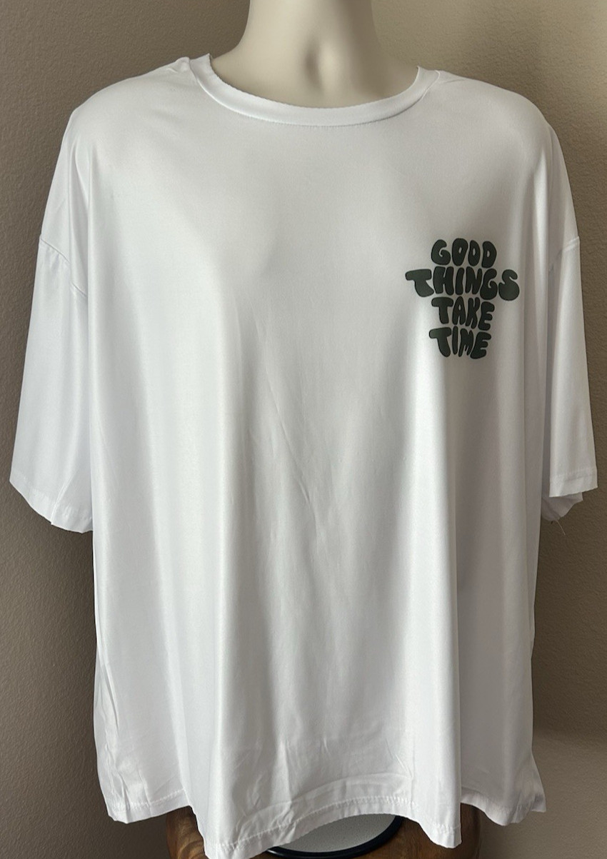Brooklyn Vertical Men’s XL White Gym T-Shirt Good Things Take Time