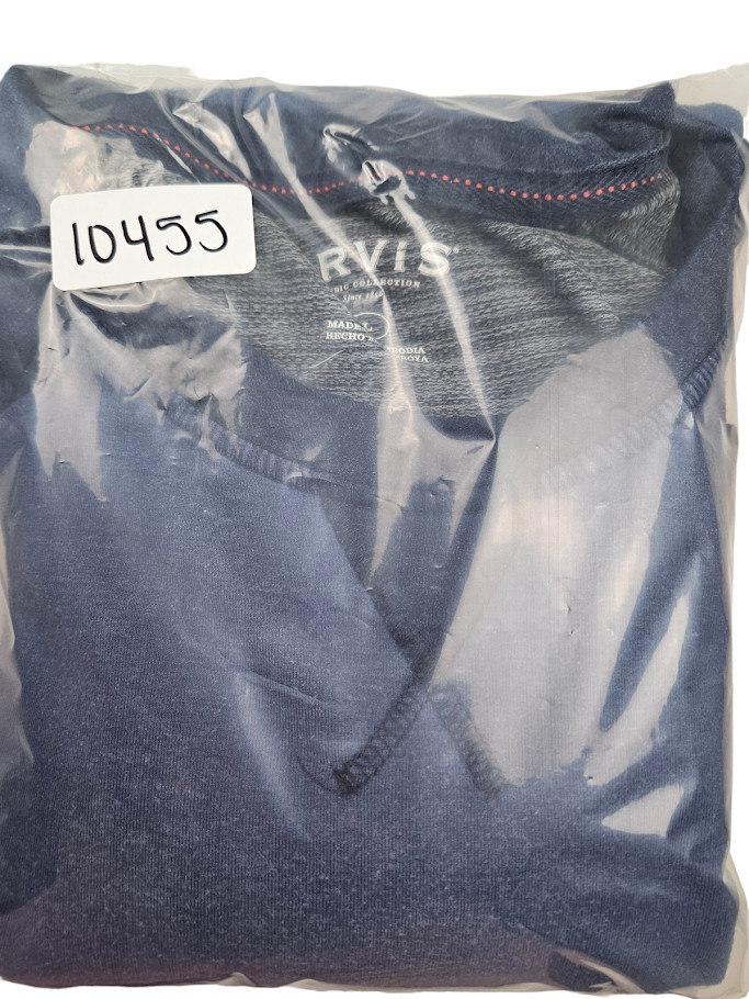 Orvis T-Shirt Mens Large Navy Blue Gray Long Sleeve Tee Cotton Crew Neck Sweater