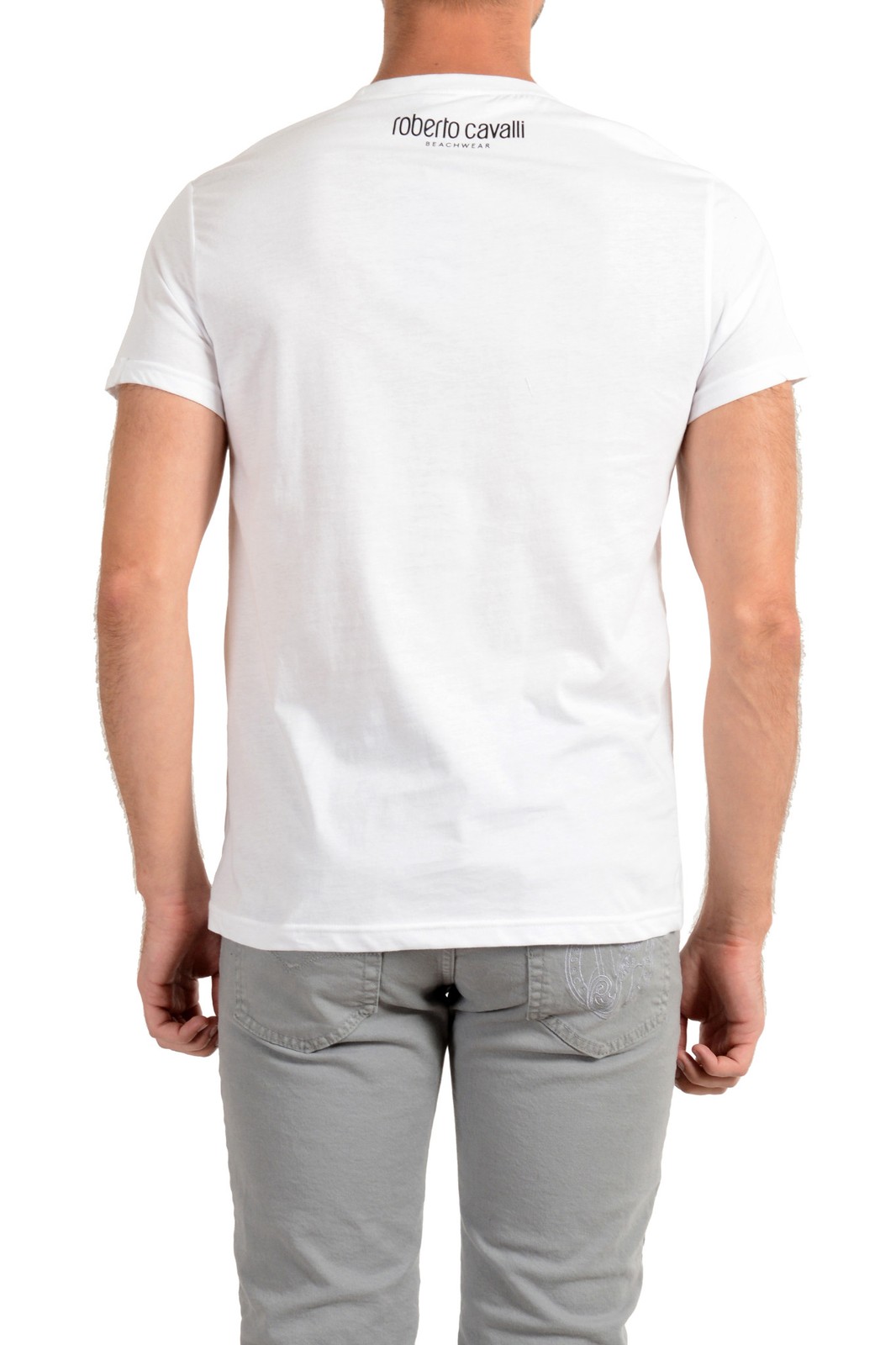 Roberto Cavalli “Beachwear” Men’s White Graphic Print T-Shirt Sz S M L XL 2XL