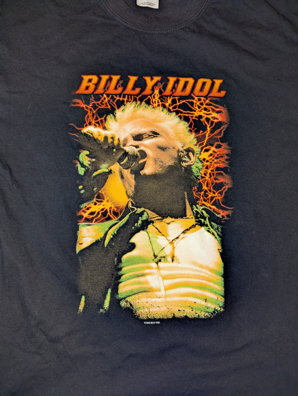Vtg Y2K 03 Billy Idol Rock Tour Shirt Gildan Heavy L Punk Double Sided Graphic