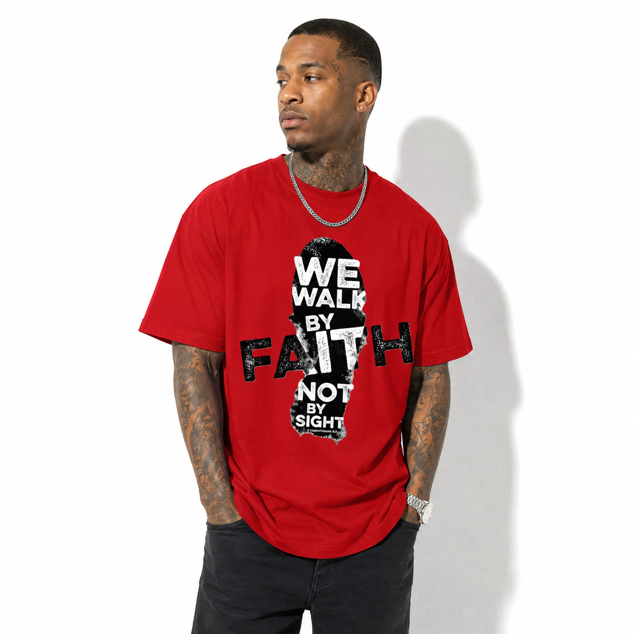 Men’s Christian Graphic Print Casual Crew Neck T-Shirt Streetwear Fashion Tee