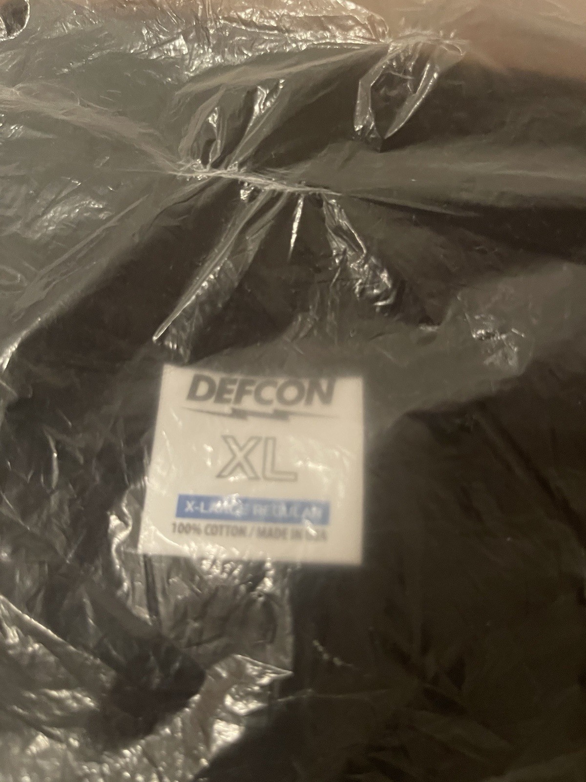 DEFCON Men’s XL Black Cotton Graphic Print T-Shirt Regular Fit