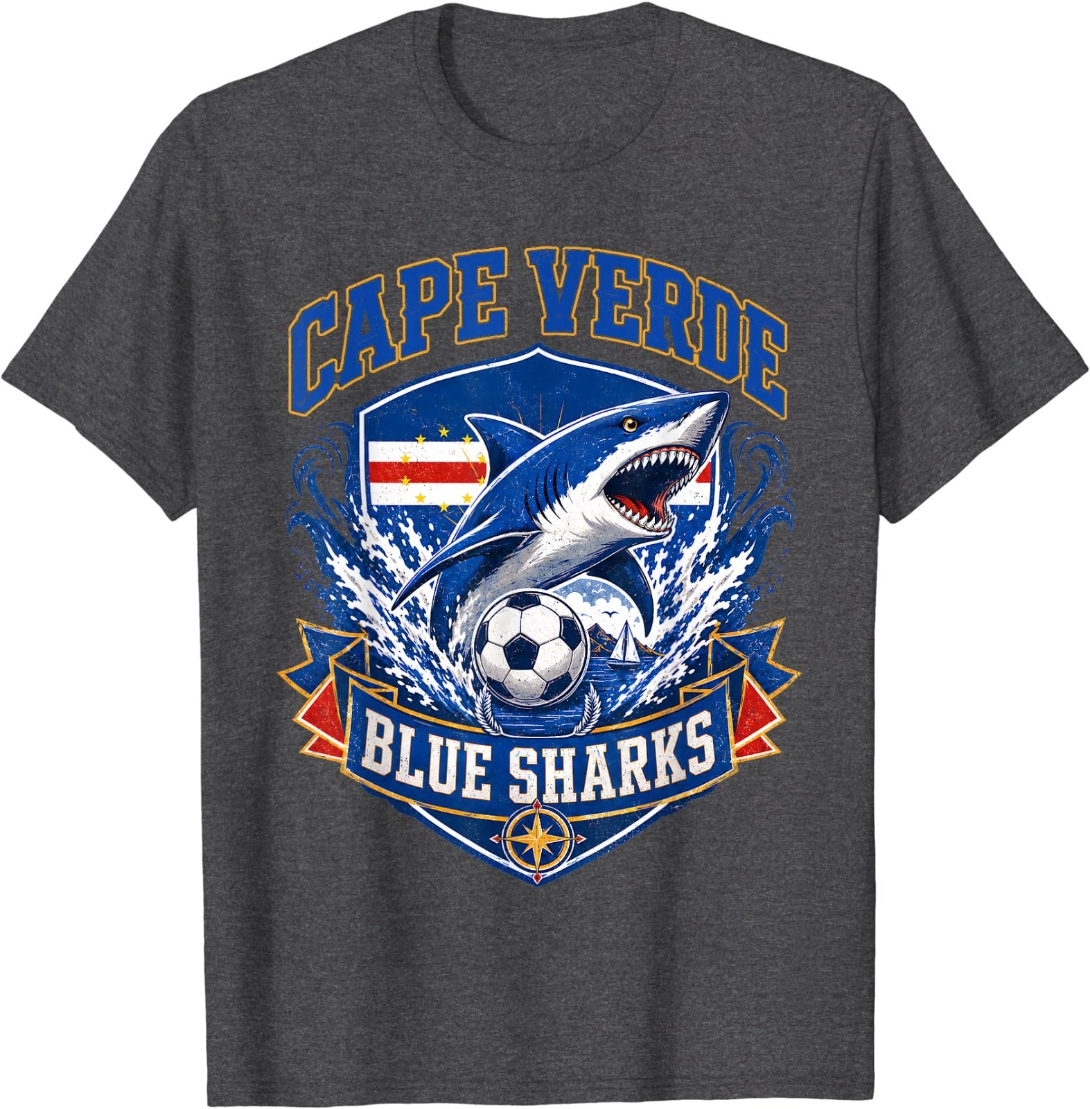 Cape Verde Flag Shark Cape Verdean Roots Cabo Verde Pride T-Shirt