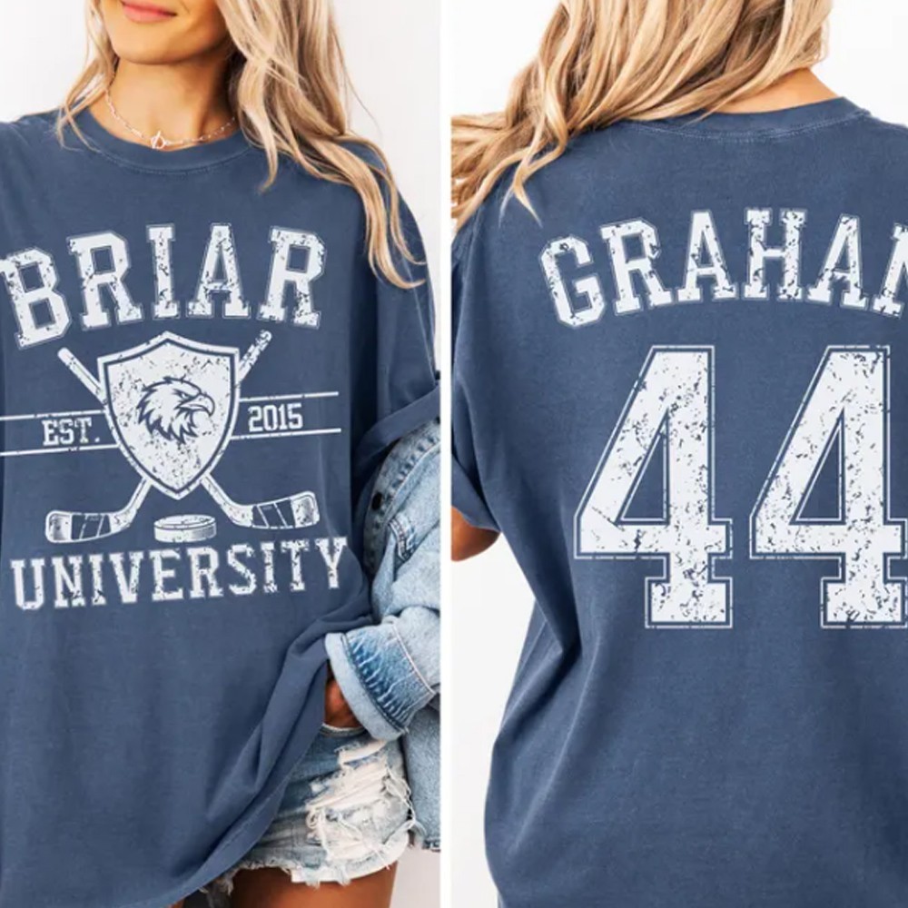 Briar U Hockey Shirt, Vintage Garrett Graham 44 Tee, Off-Campus Romance Fans