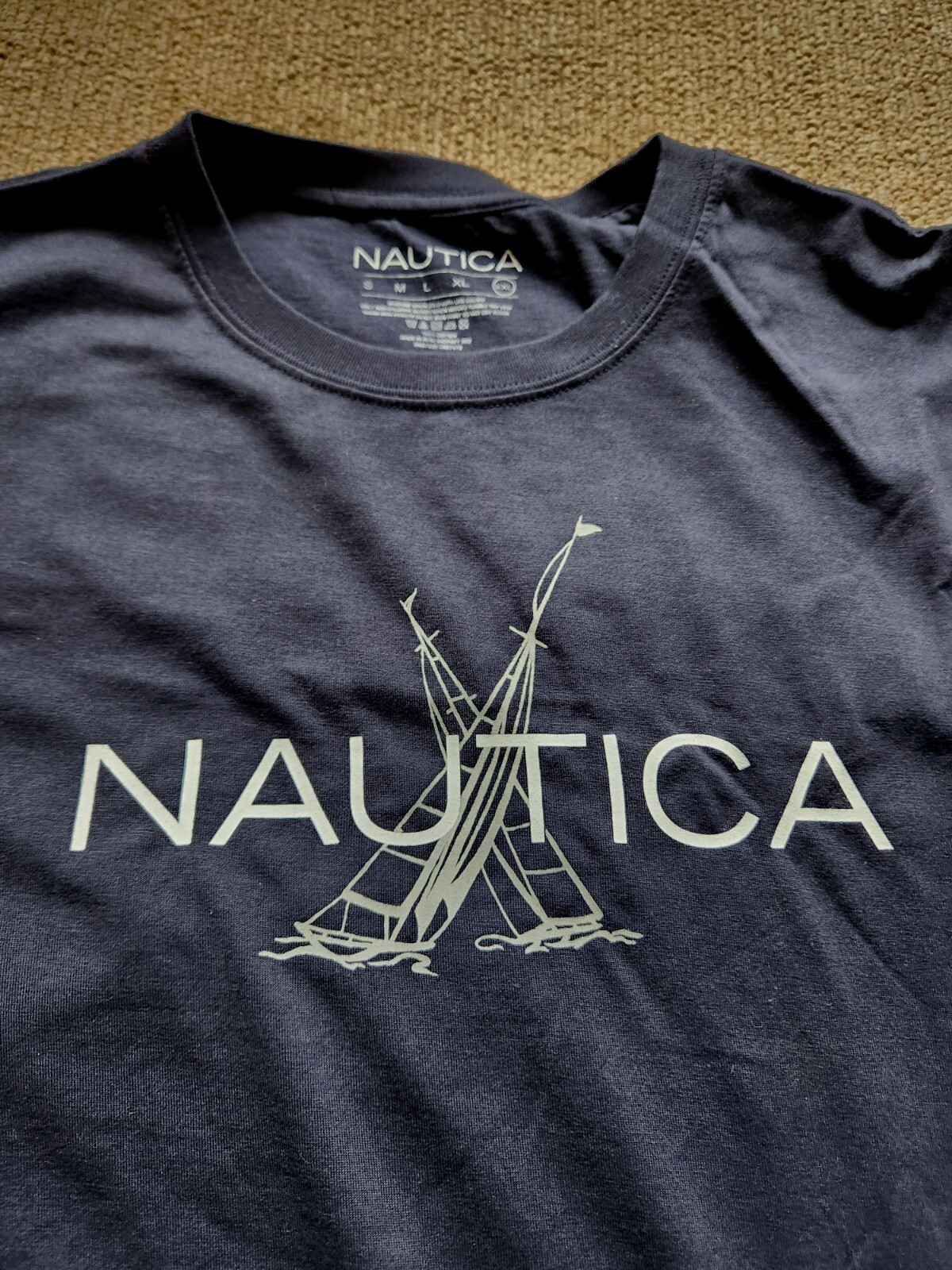 Lot Of 2 Nautica TShirts XXL Made In USA Navy Blue Red Logo Cotton Sport Boating