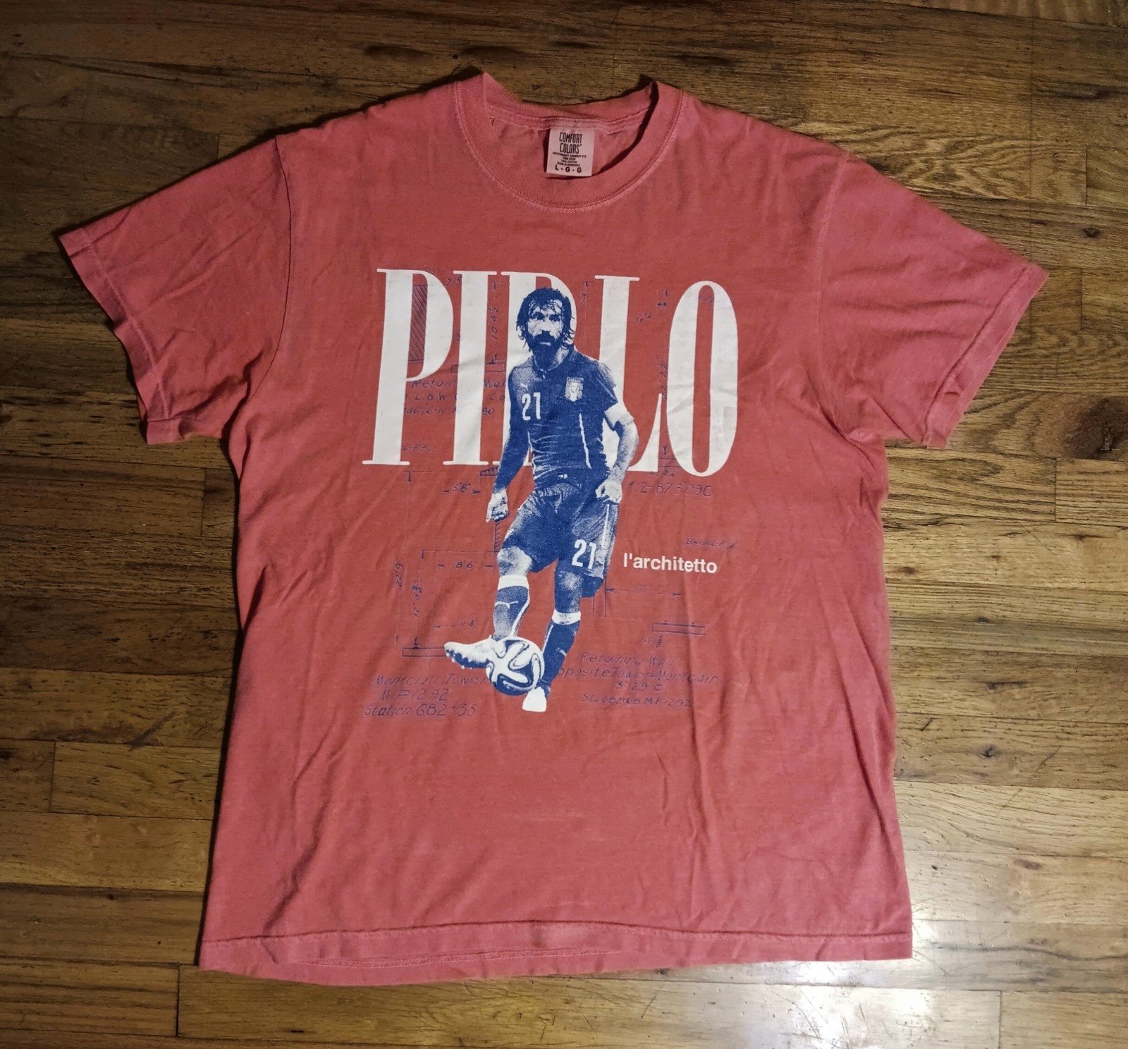 Vintage Style Soccer Andrea Pirlo t-shirt l’architetto Team Italy