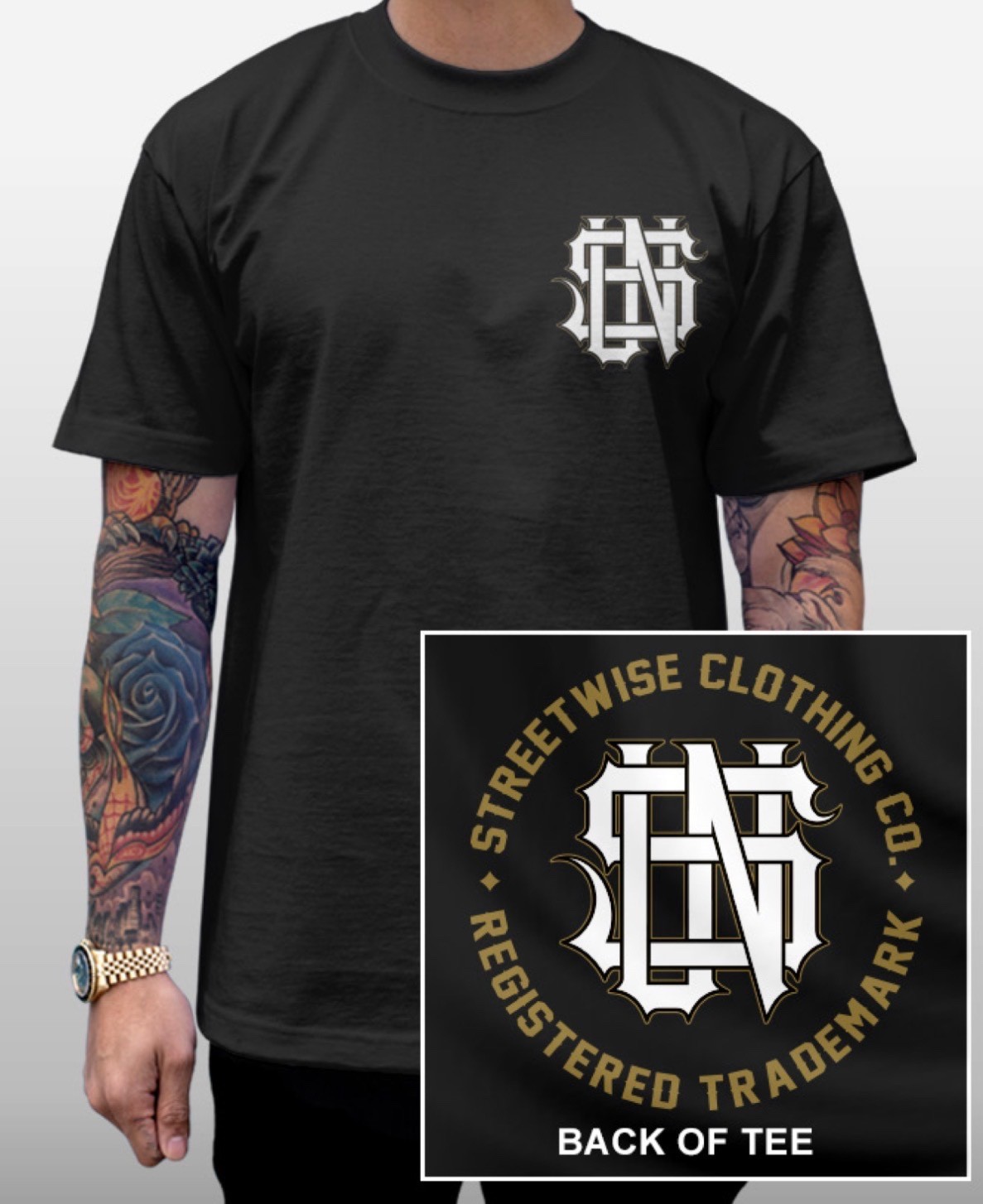 Streetwise Flaks SW Logo Graphic T-Shirt Black M-L-XL-2XL-3XL-4XL-5XL