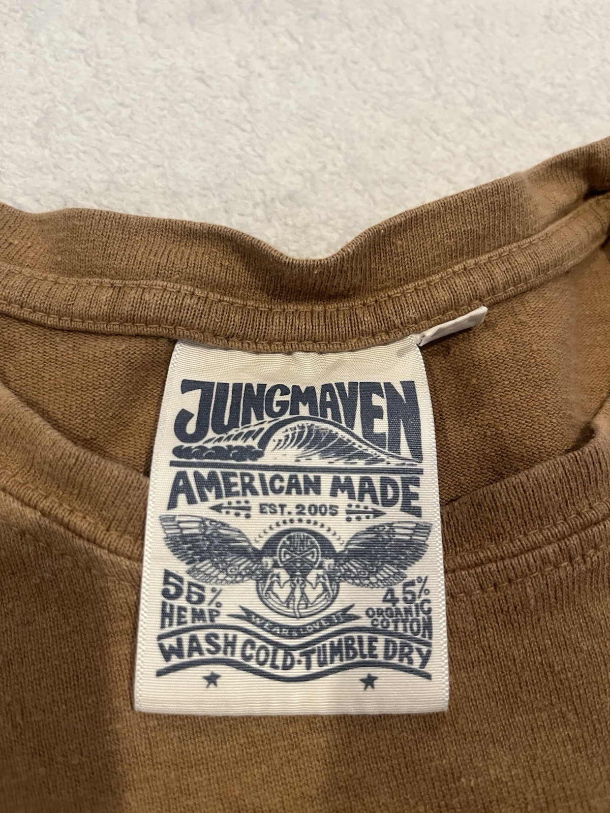 Jungmaven S/S T shirt Brown 55%Hemp 45%Organic Cotton Tee Men Size Medium