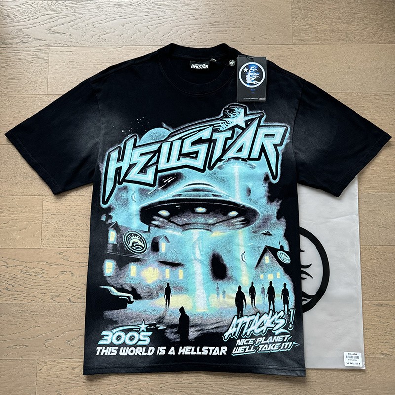New Hell Studios star UFO spacecraft Men’s Cotton Short Sleeve T-shirt