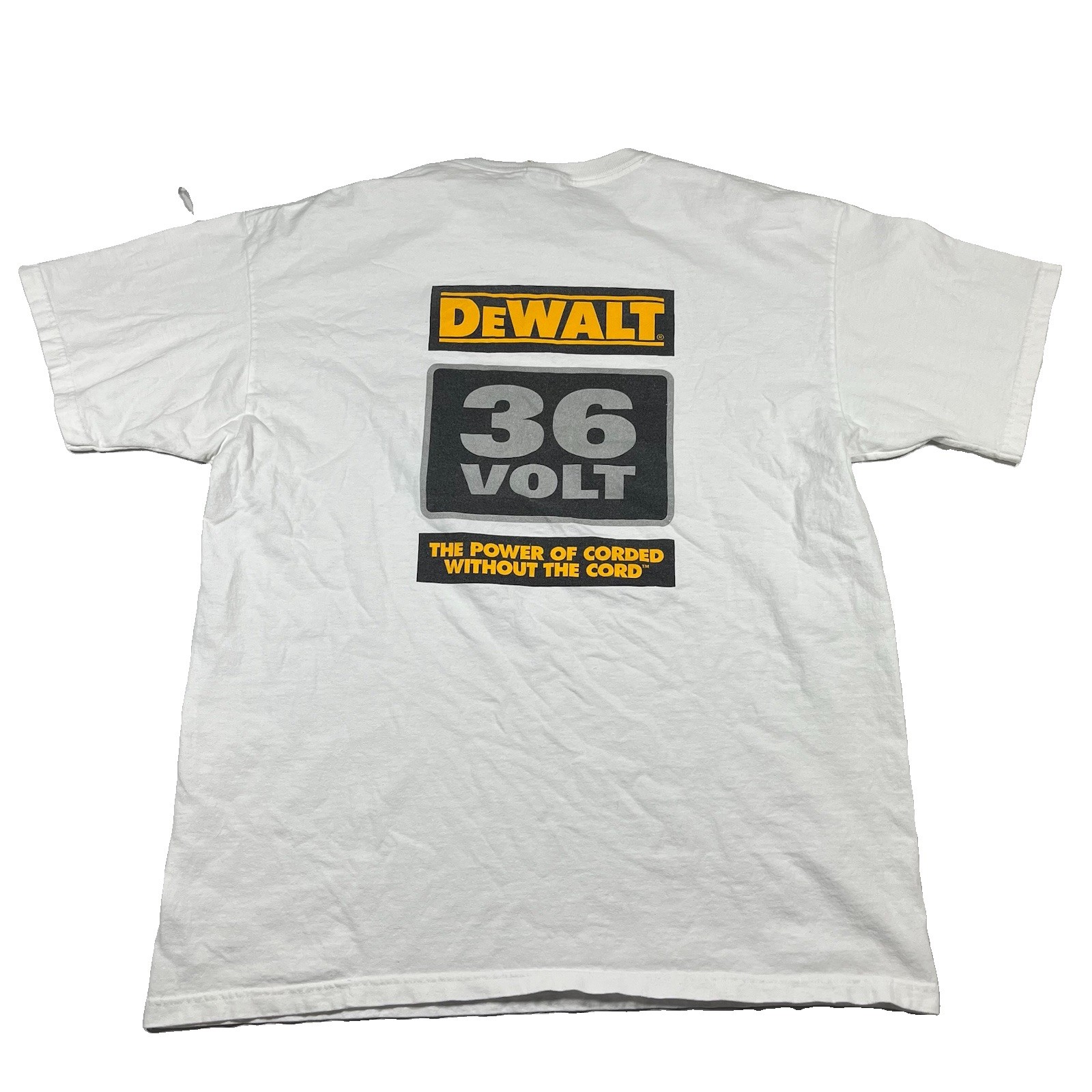 DeWALT 36 Volt Graphic T Shirt White XL Power Of Cordless Tool USA